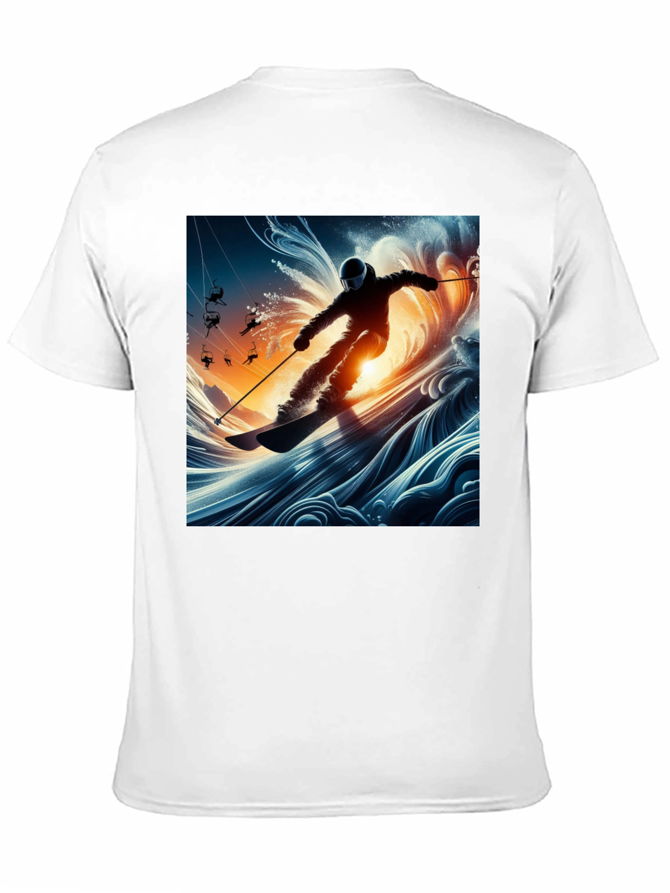 Skiing Wave T-Shirt - Unique Graphic Tee