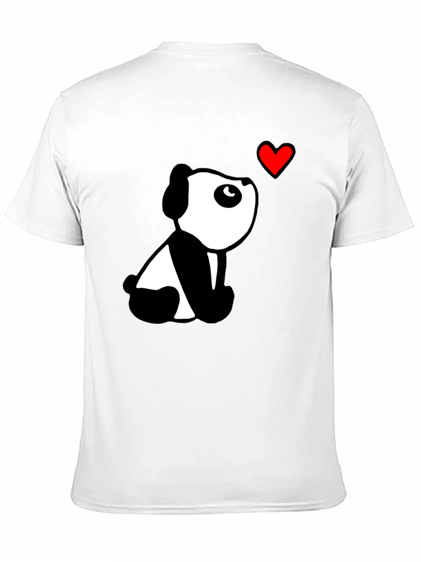 Cute Panda Heart Black T-Shirt