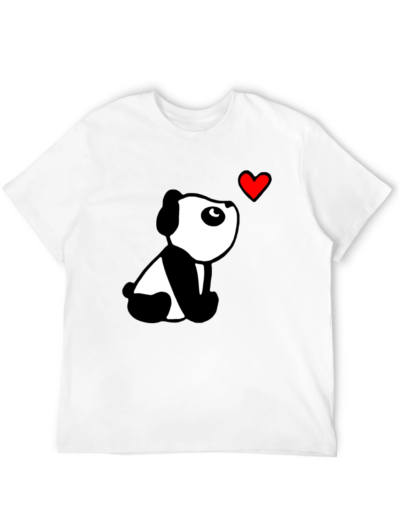 Cute Panda Heart Black T-Shirt