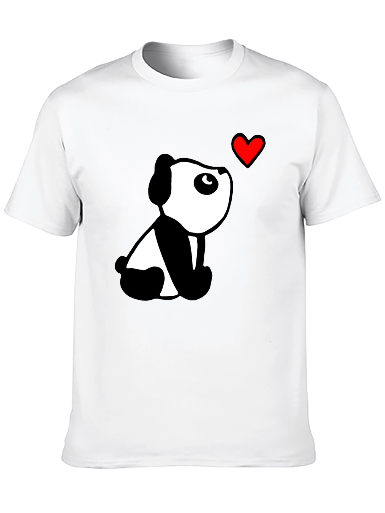 Cute Panda Heart Black T-Shirt