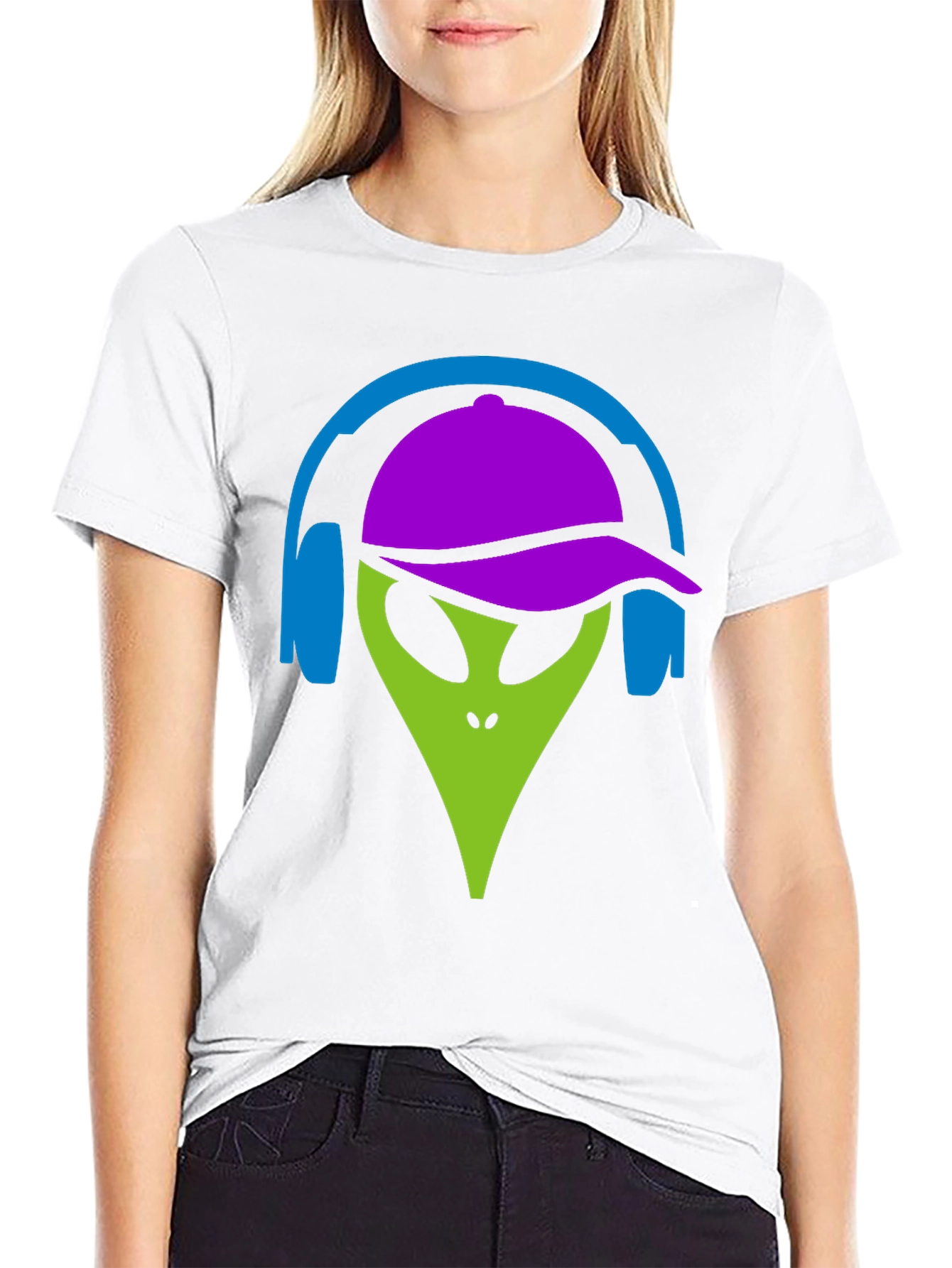 Cool Alien with Headphones Graphic Tee