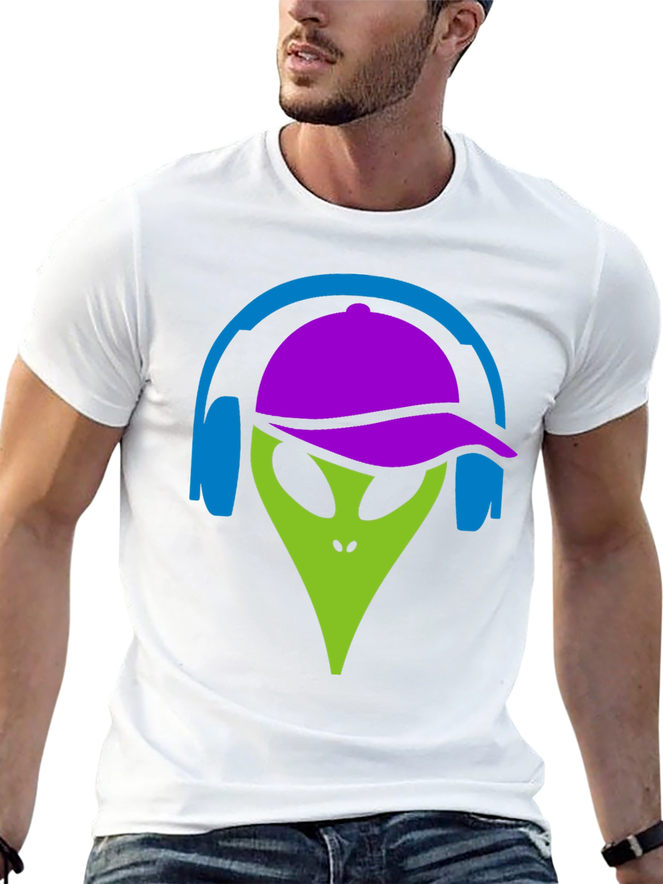 Cool Alien with Headphones Graphic Tee