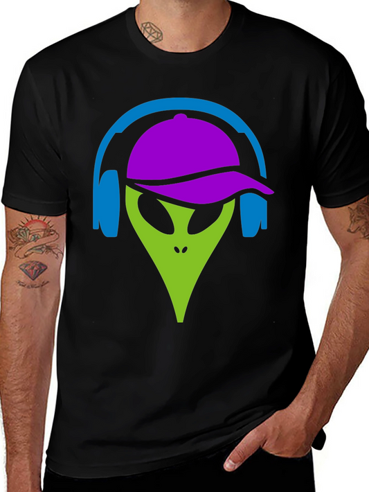 Cool Alien with Headphones Graphic Tee