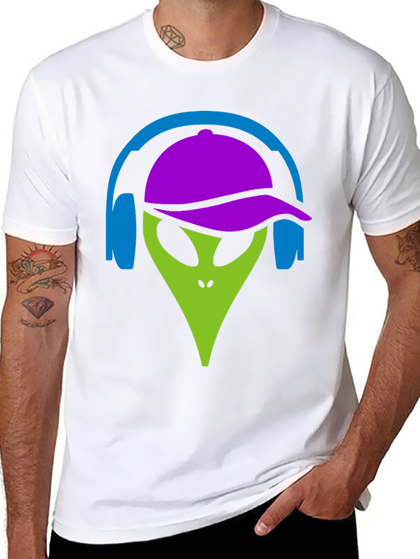 Cool Alien with Headphones Graphic Tee