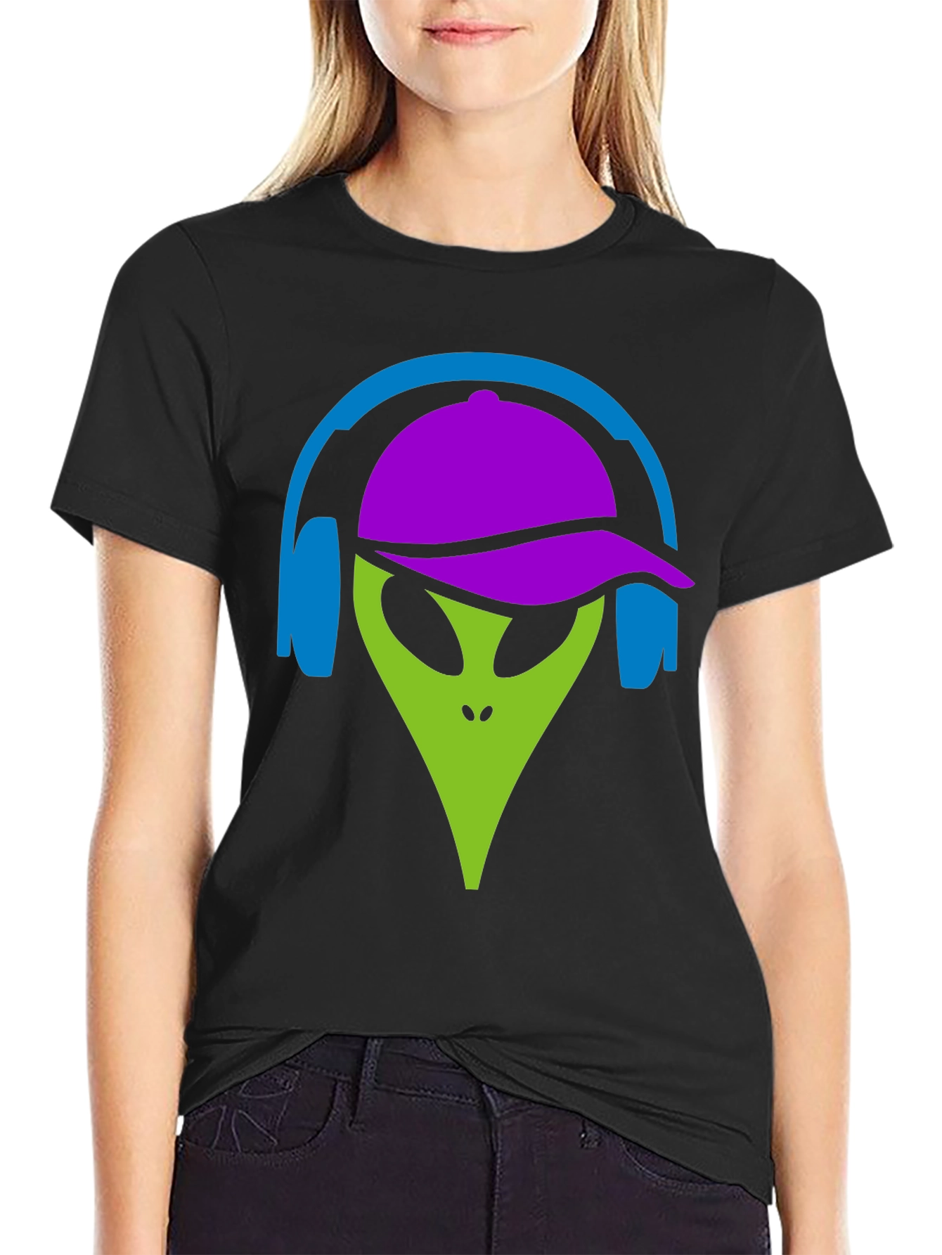 Cool Alien with Headphones Graphic Tee