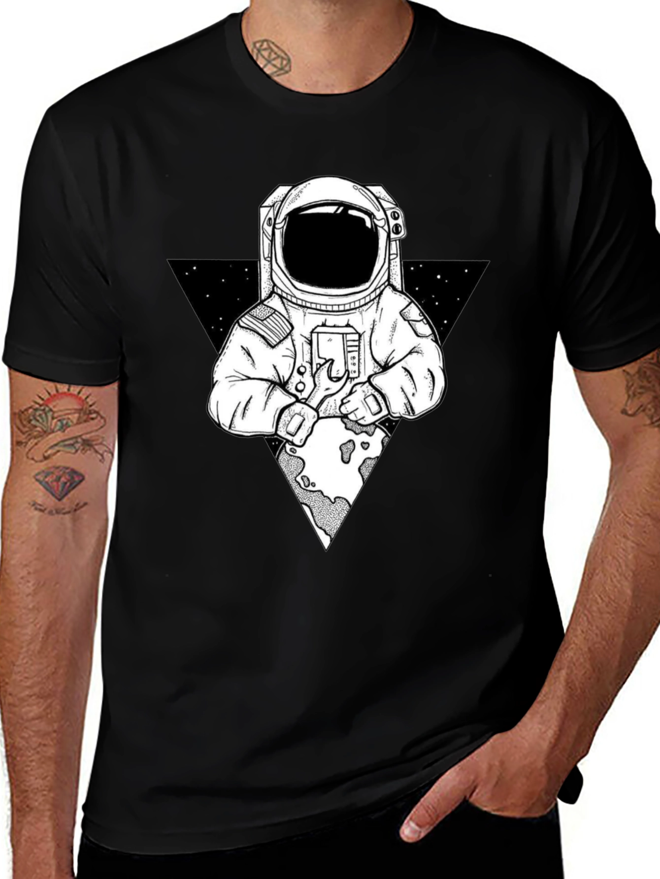 Astronaut Graphic Print T-Shirt - Space Exploration Tee