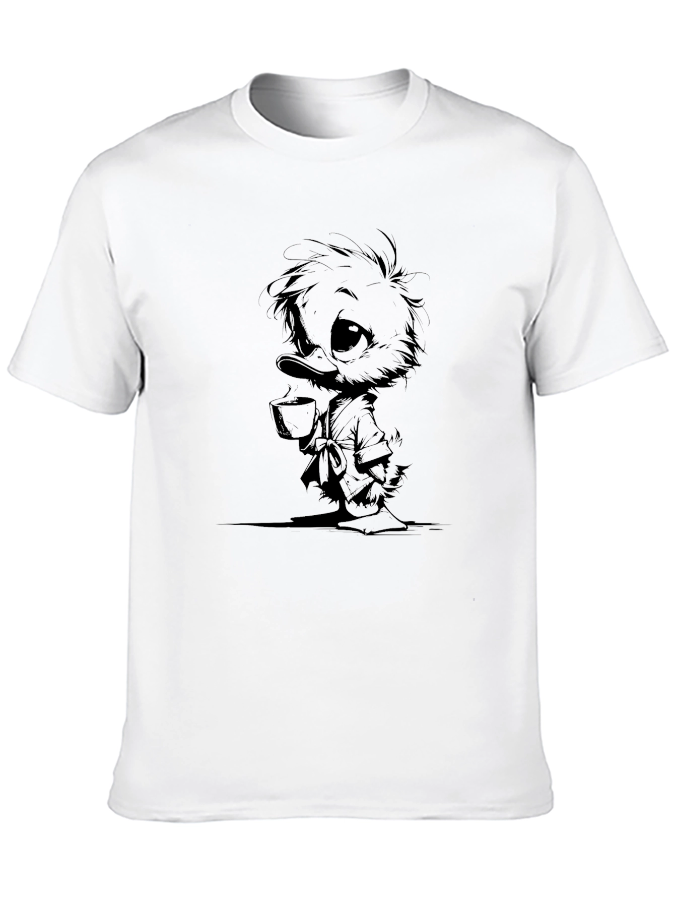 Duck Drinking Coffee Graphic T-Shirt