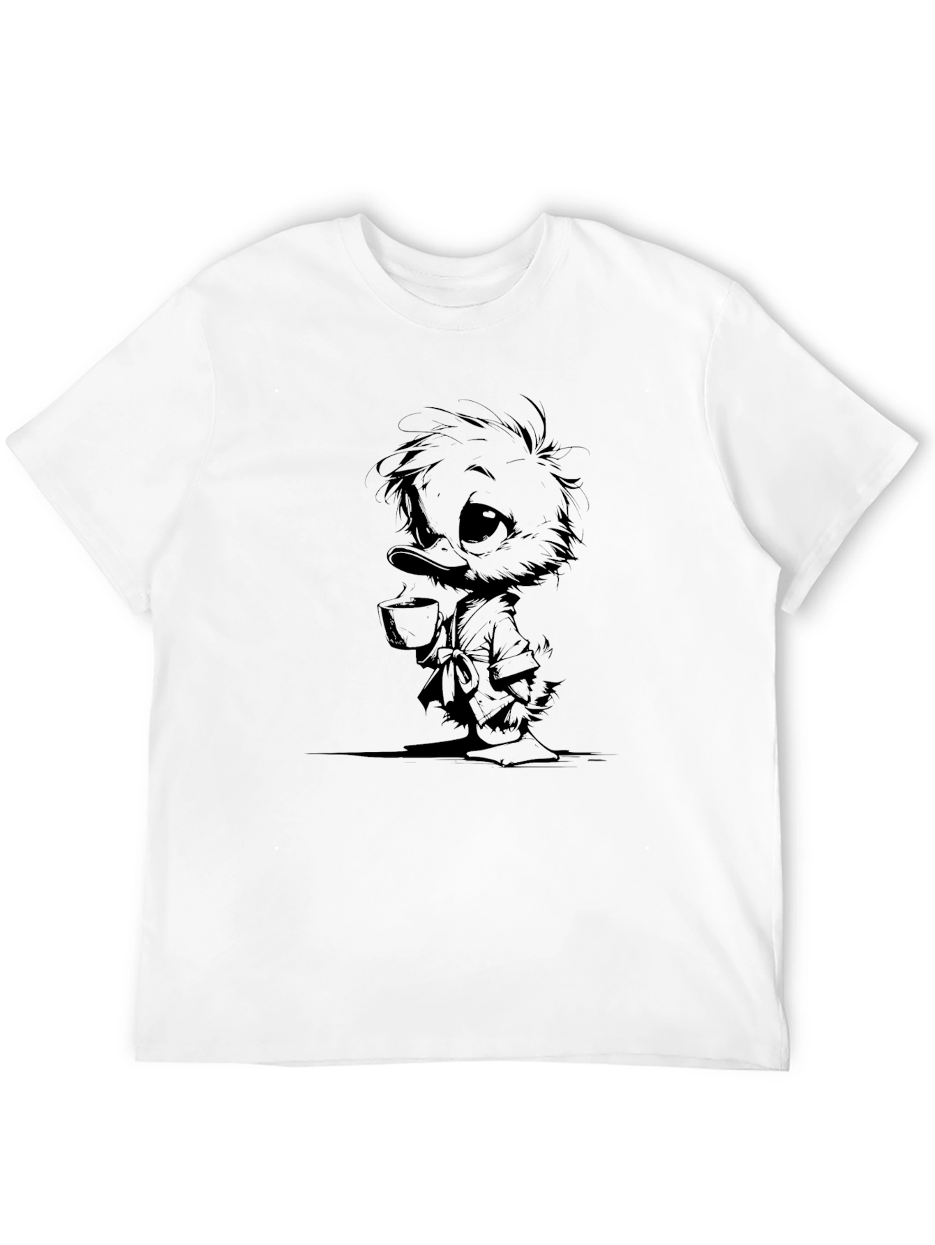 Duck Drinking Coffee Graphic T-Shirt