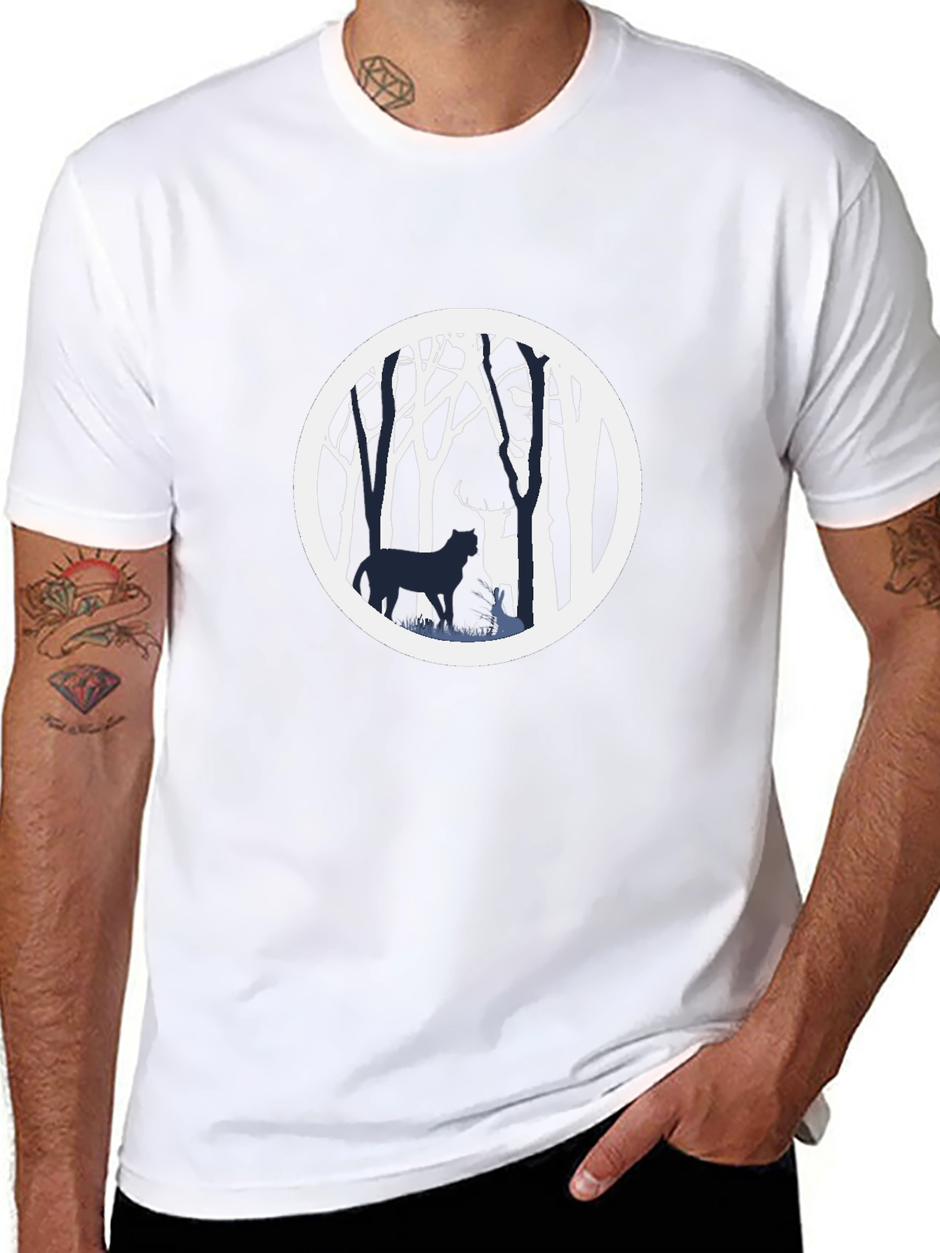 Nature Scene Graphic Tee - Black Cotton Blend