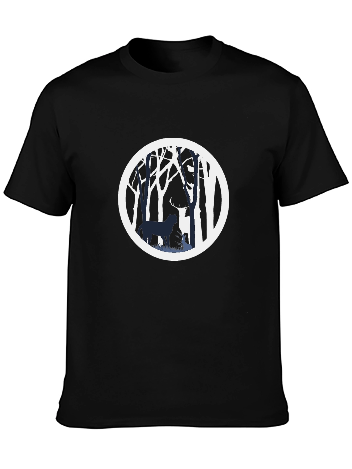 Nature Scene Graphic Tee - Black Cotton Blend