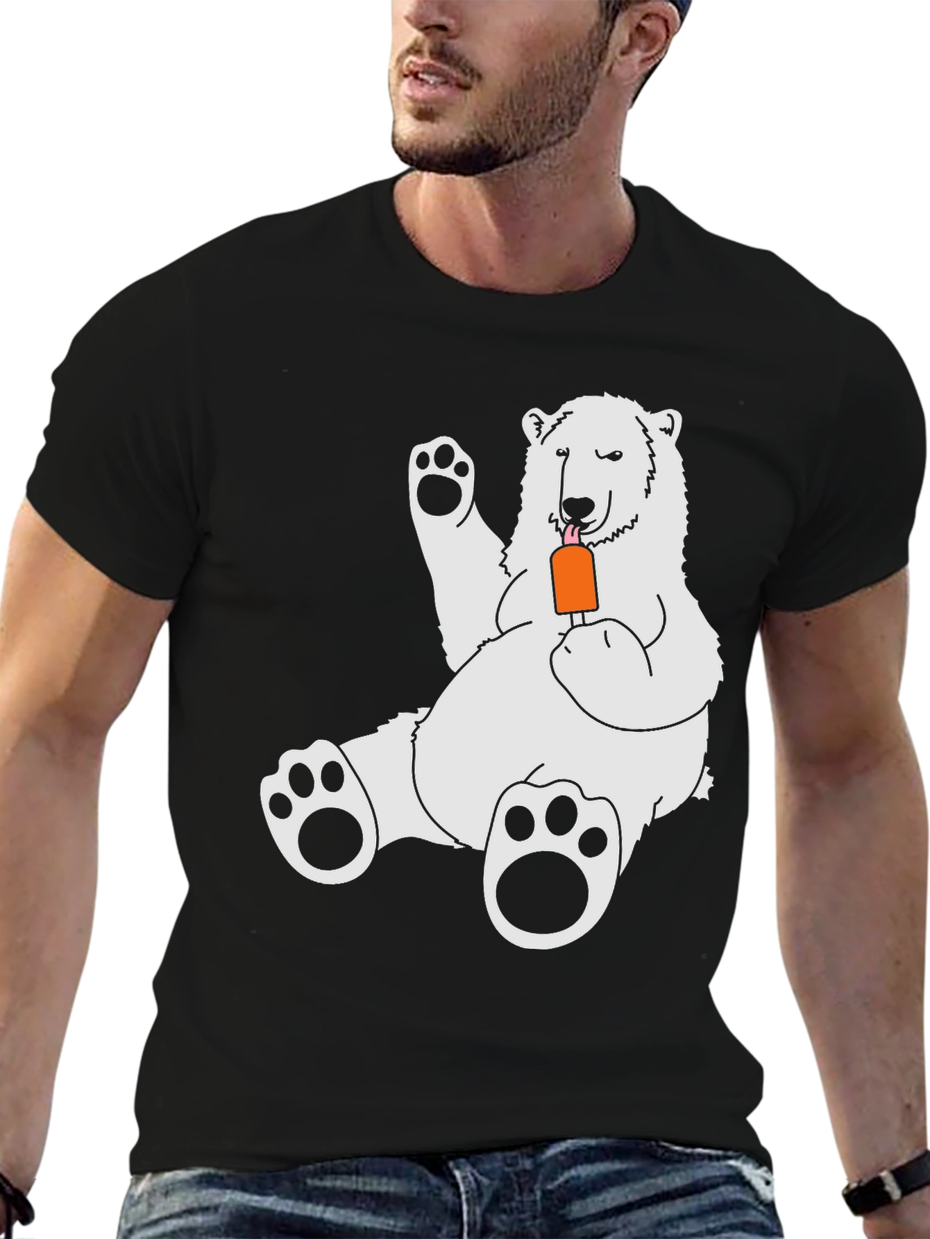 Cool Bear Graphic Tee - Black Cotton Blend