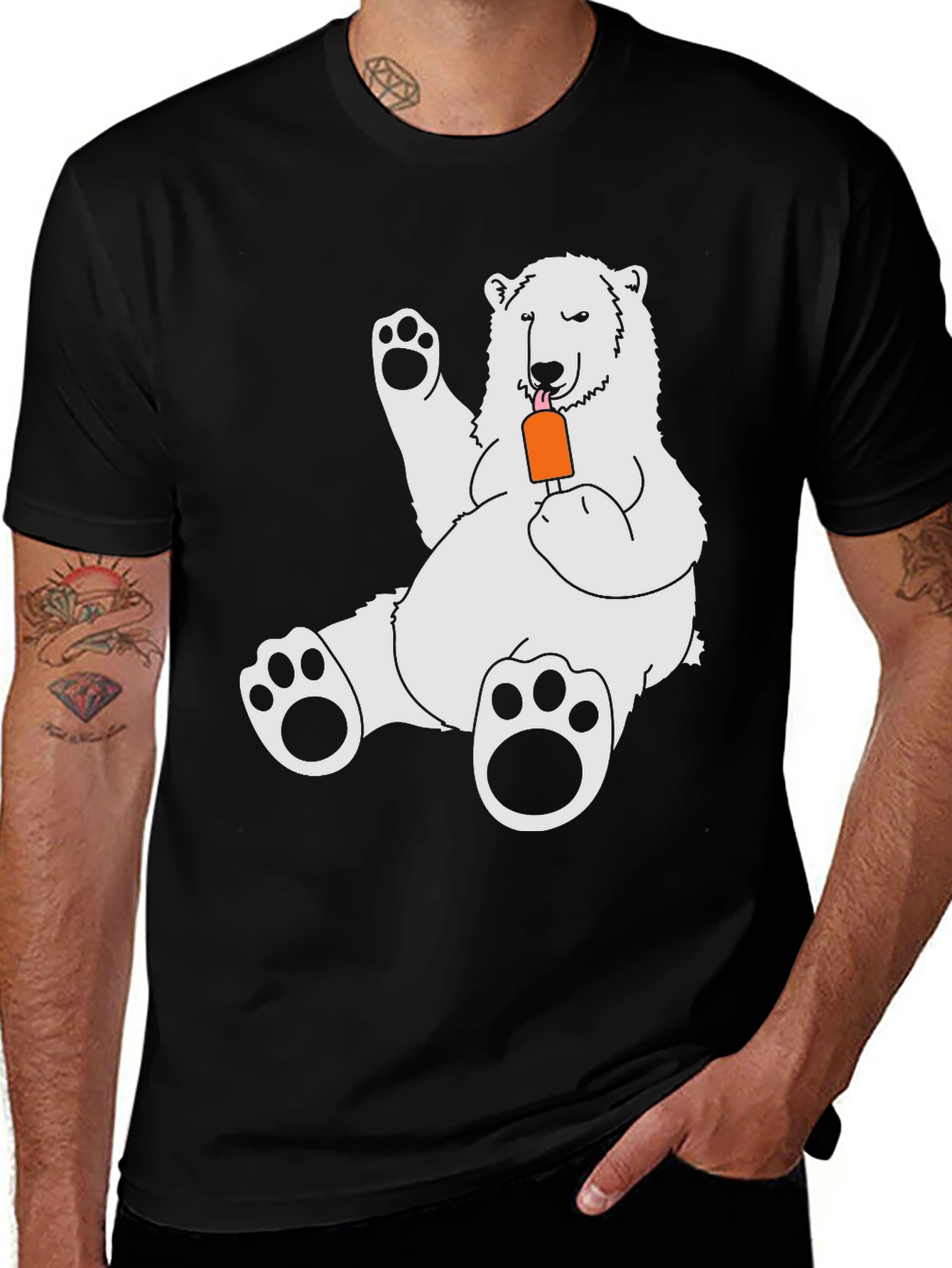 Cool Bear Graphic Tee - Black Cotton Blend