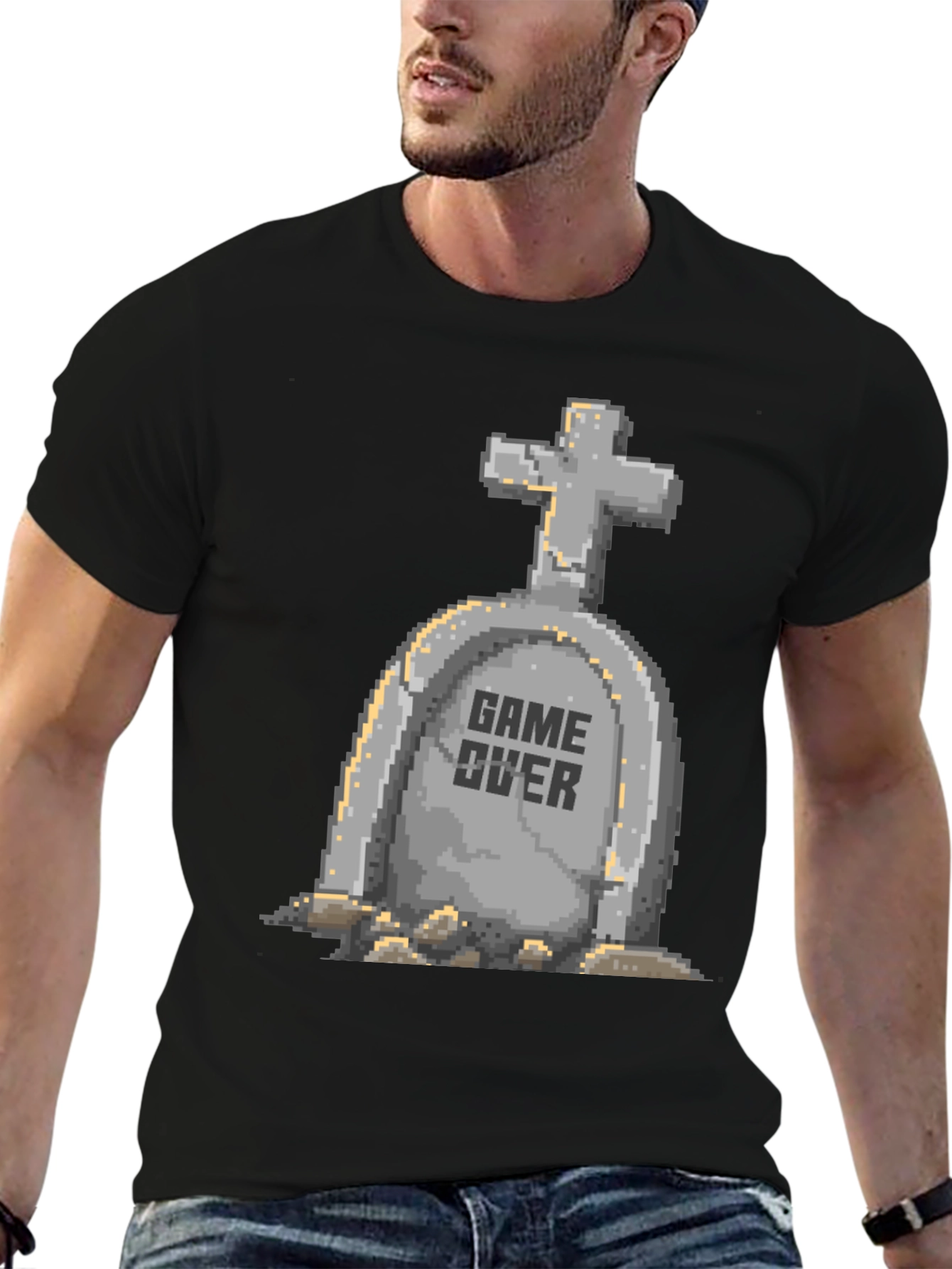 Game Over Pixel Art T-Shirt - Black