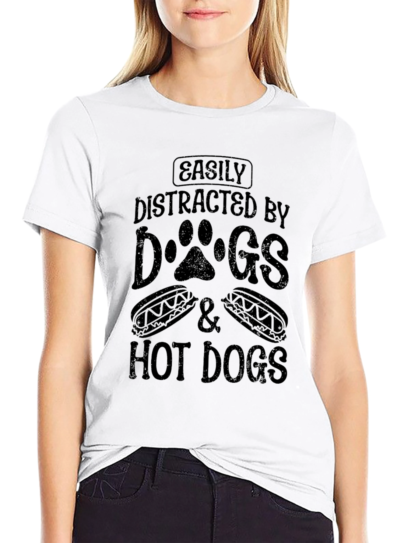 Easily Distracted By Dogs & Hot Dogs T-Shirt
