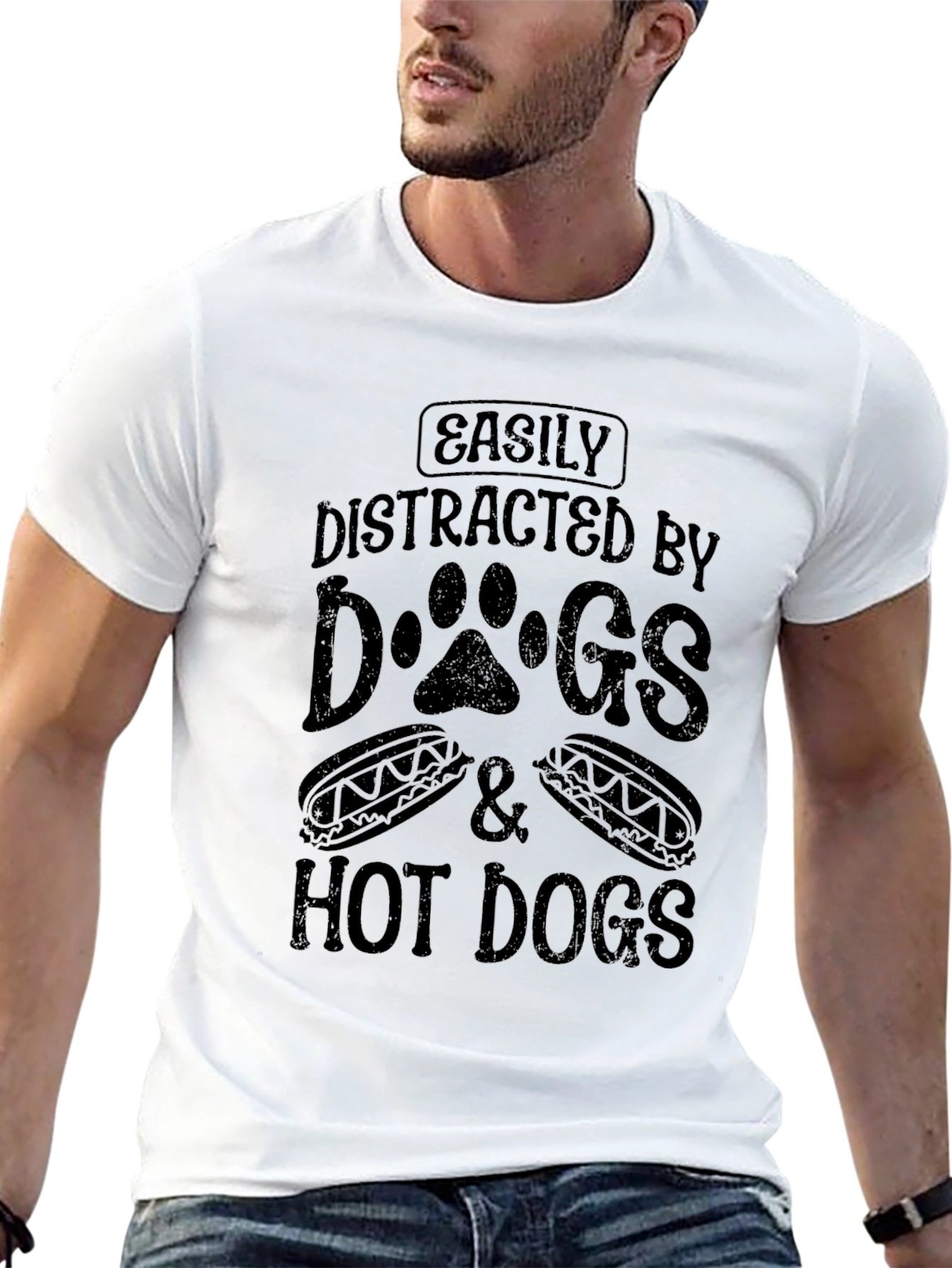 Easily Distracted By Dogs & Hot Dogs T-Shirt