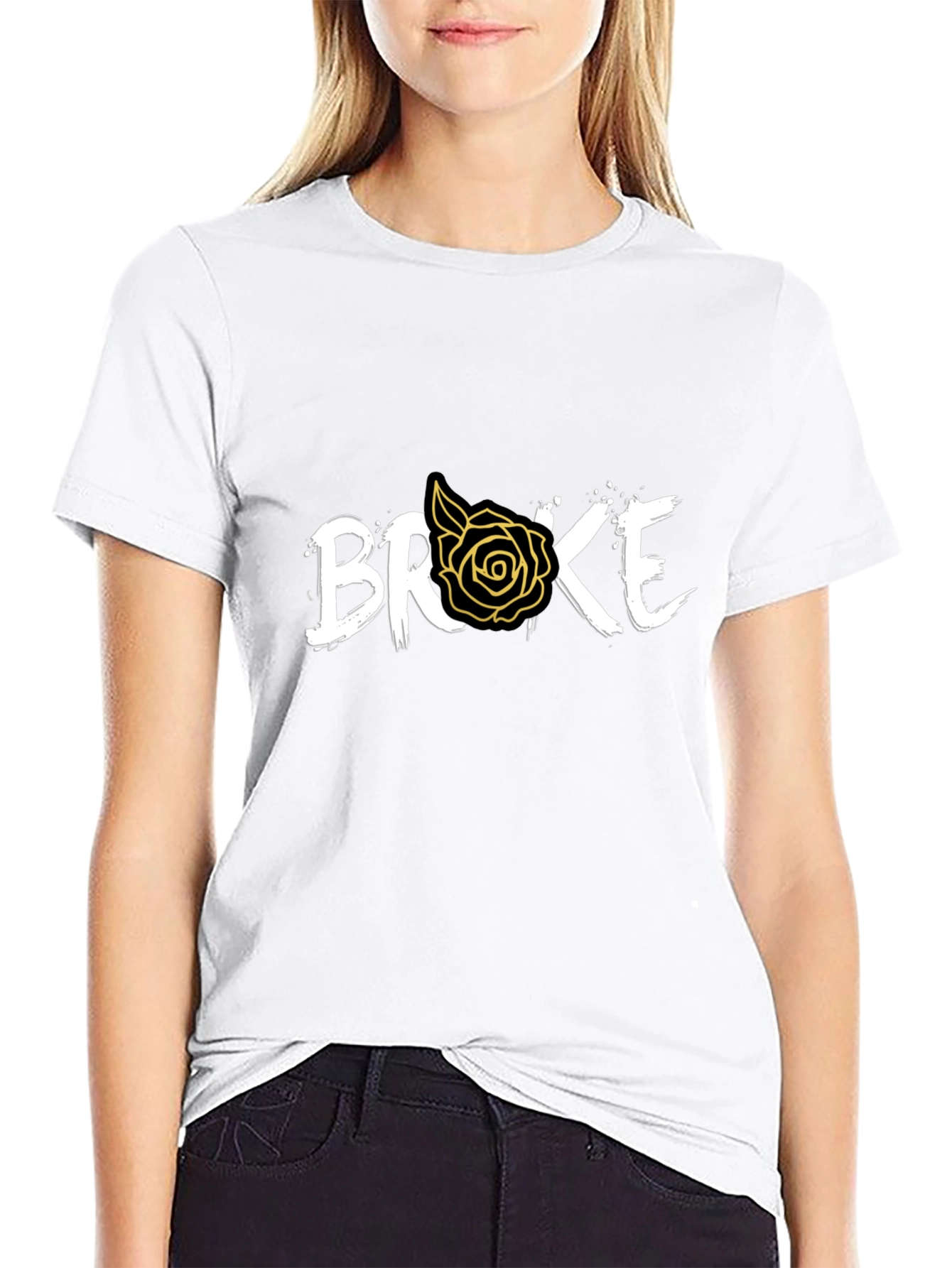 Broke Rose Graphic Black T-Shirt