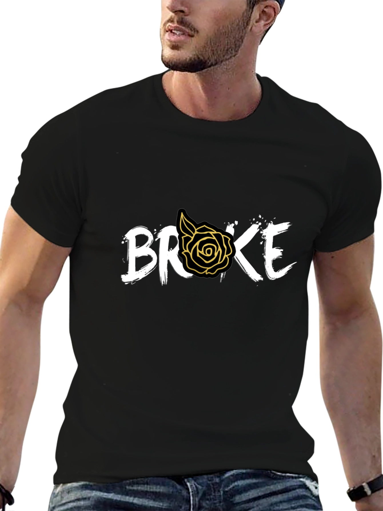 Broke Rose Graphic Black T-Shirt