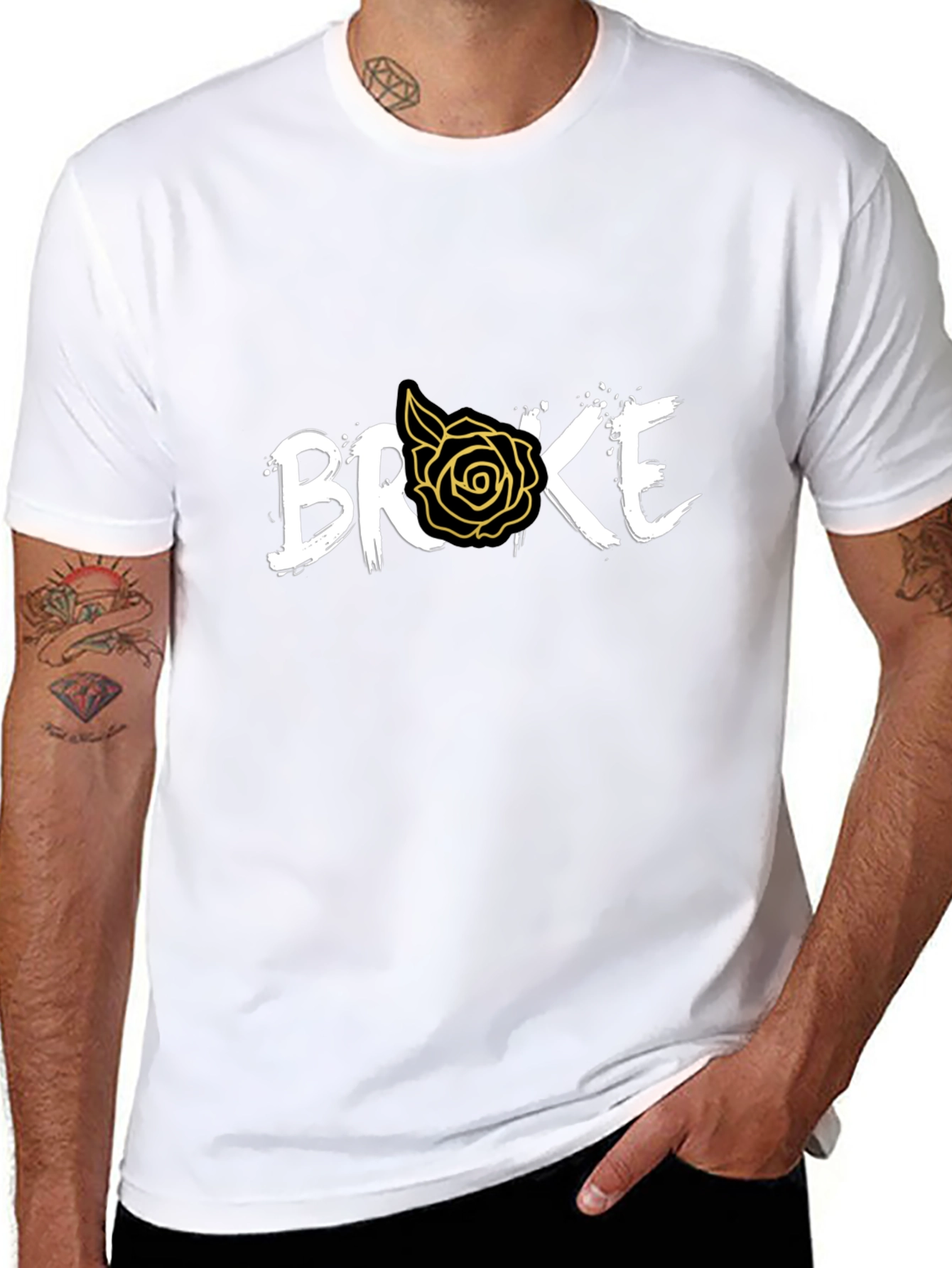 Broke Rose Graphic Black T-Shirt