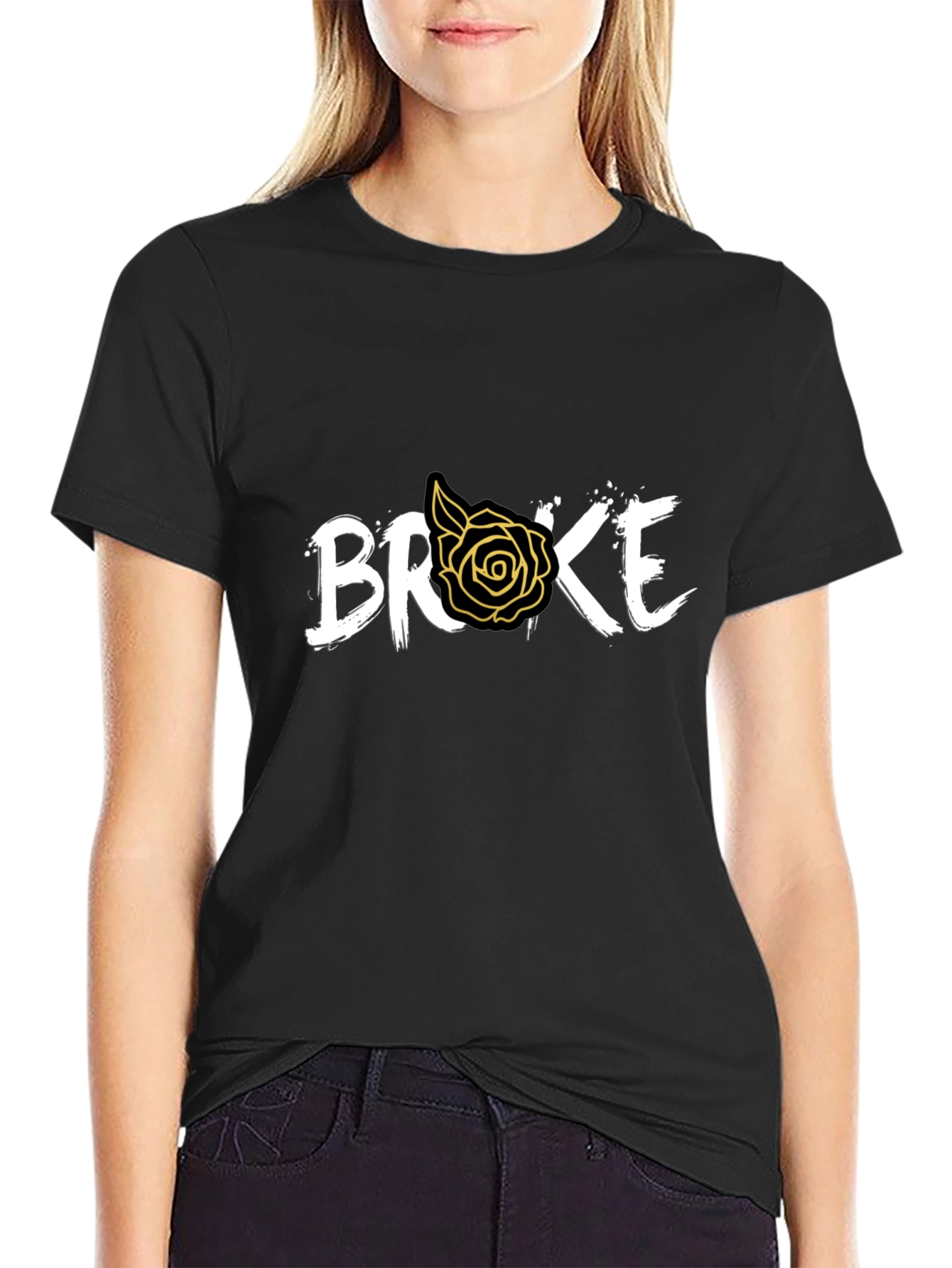 Broke Rose Graphic Black T-Shirt