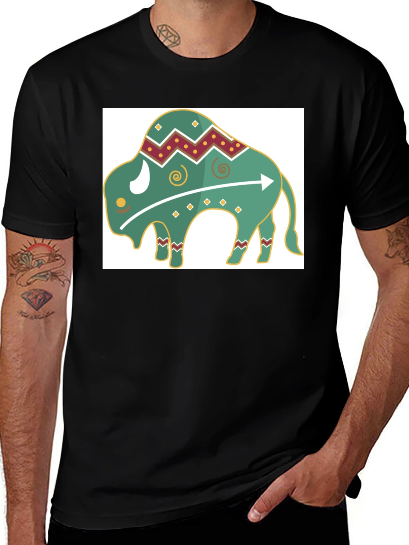Trendy Buffalo Graphic Tee - Black Cotton Blend