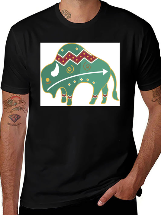 Trendy Buffalo Graphic Tee - Black Cotton Blend