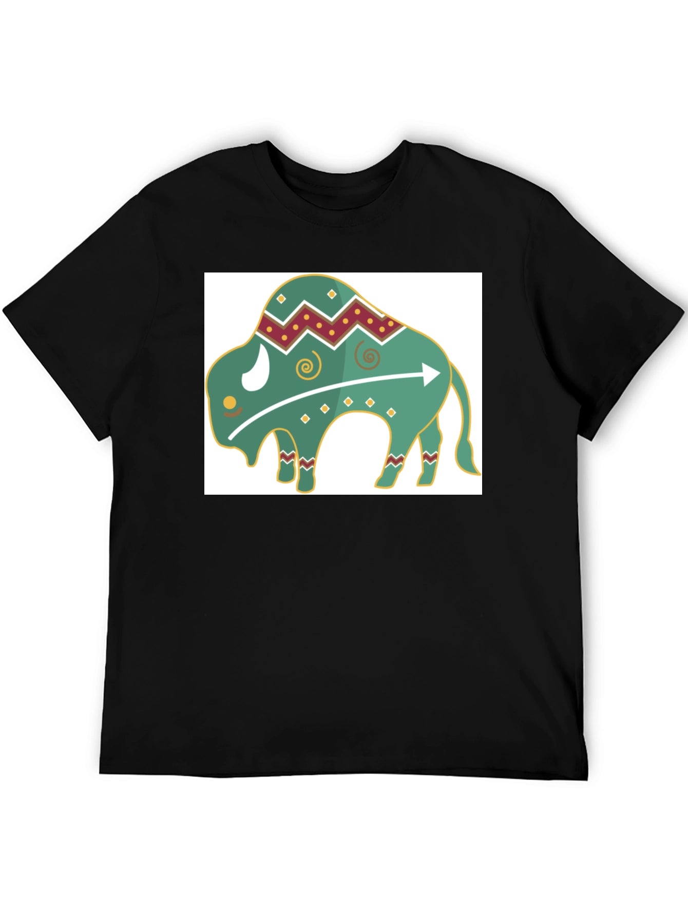 Trendy Buffalo Graphic Tee - Black Cotton Blend