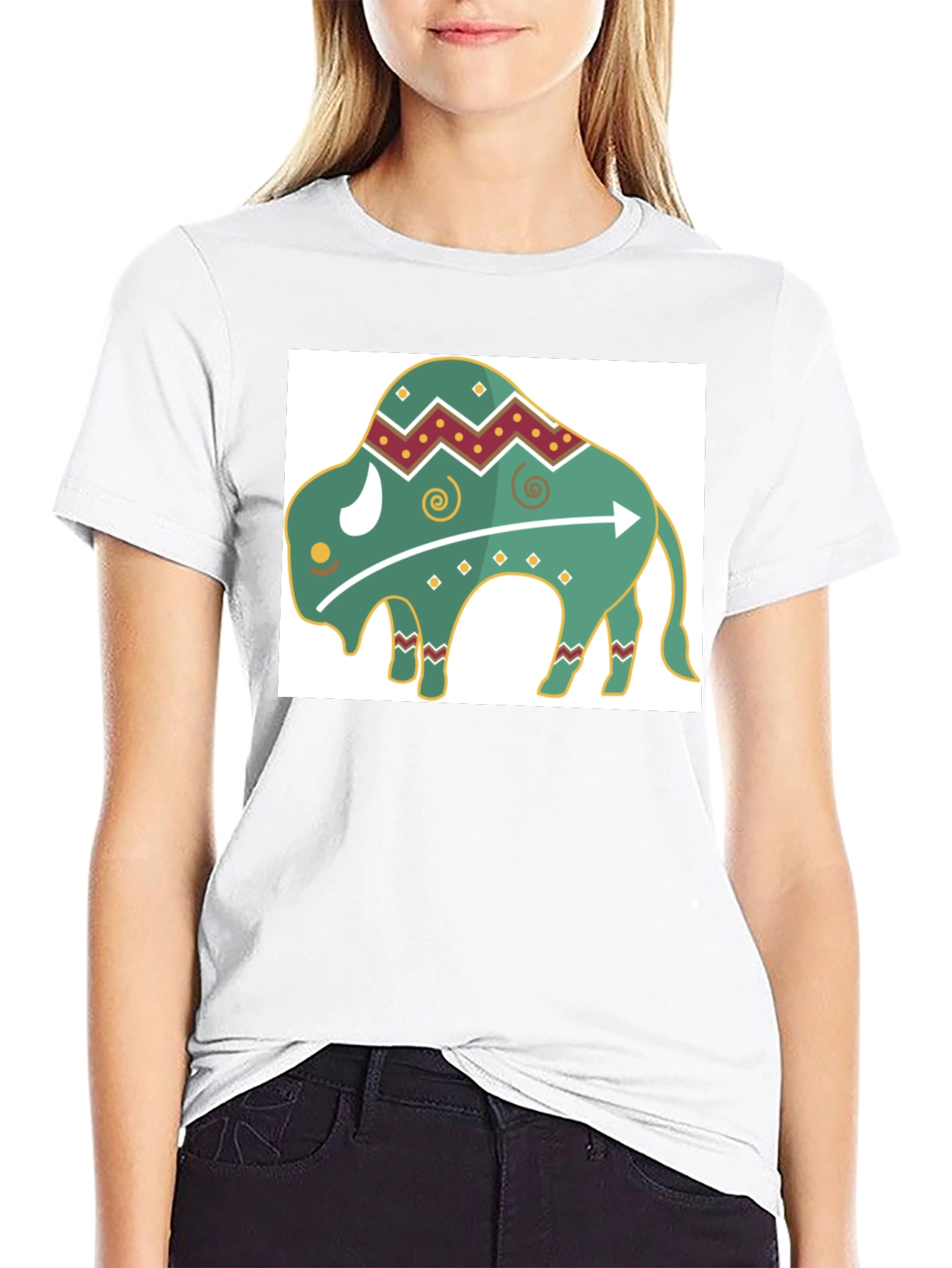 Trendy Buffalo Graphic Tee - Black Cotton Blend