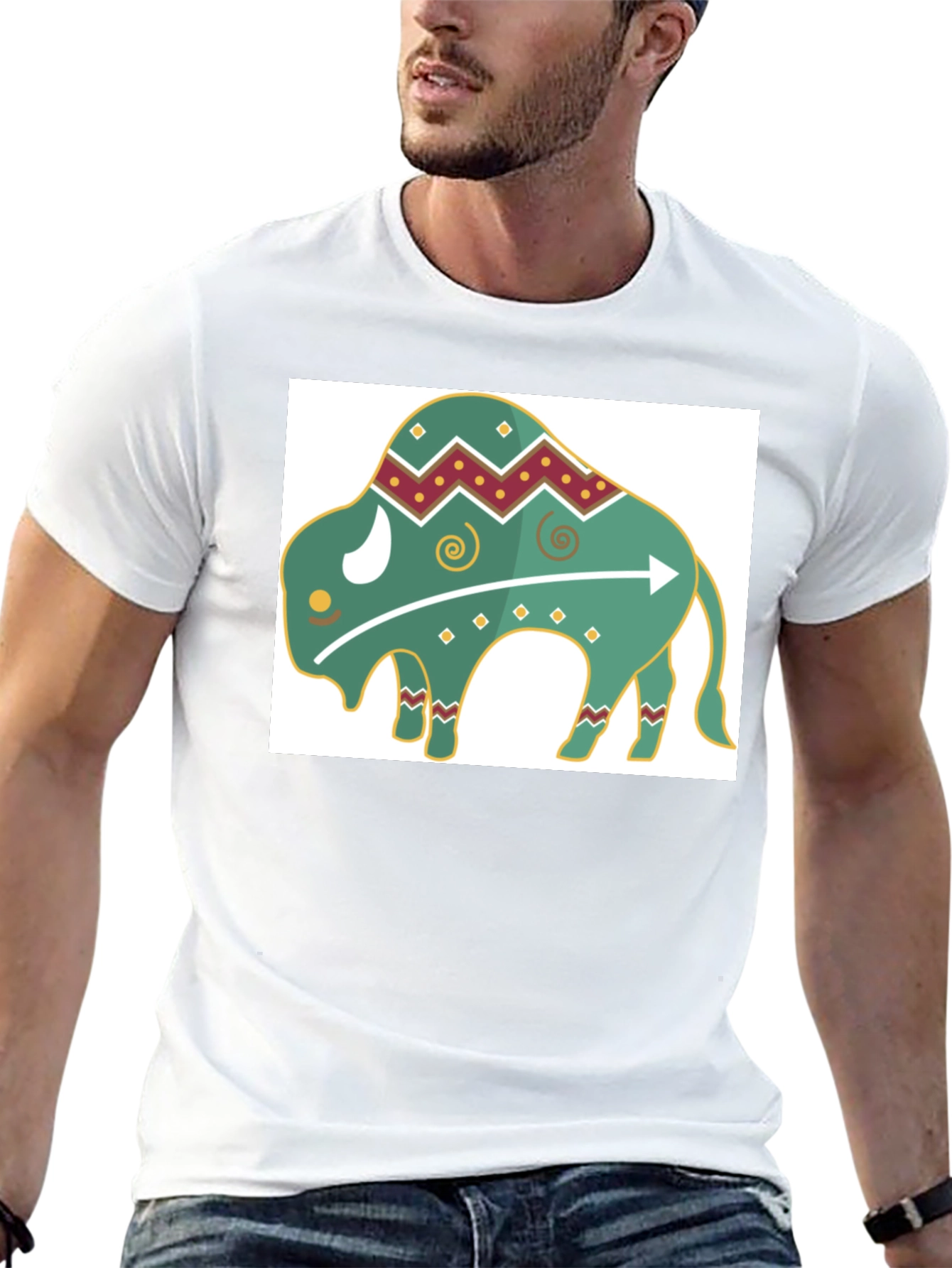 Trendy Buffalo Graphic Tee - Black Cotton Blend