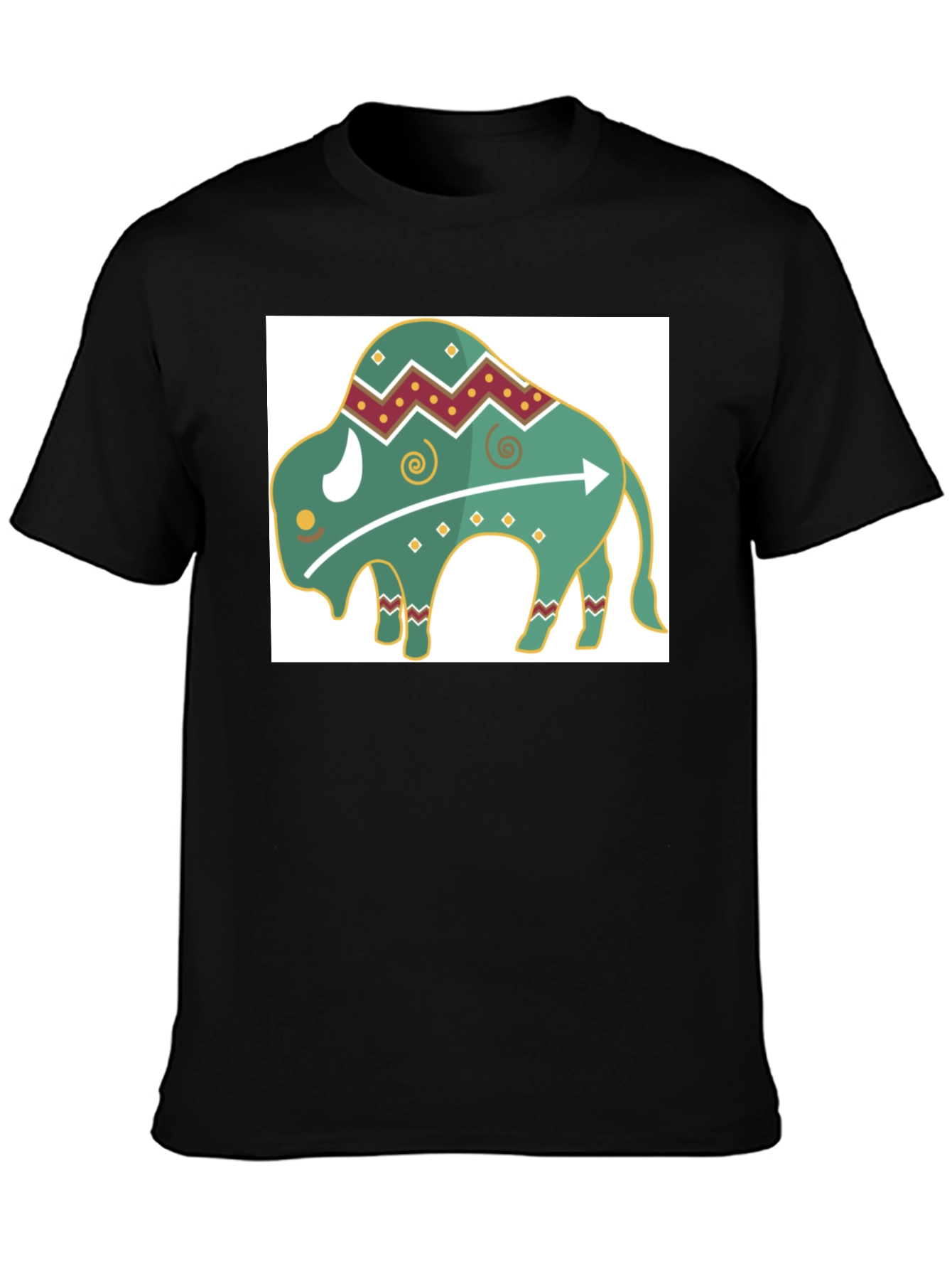 Trendy Buffalo Graphic Tee - Black Cotton Blend