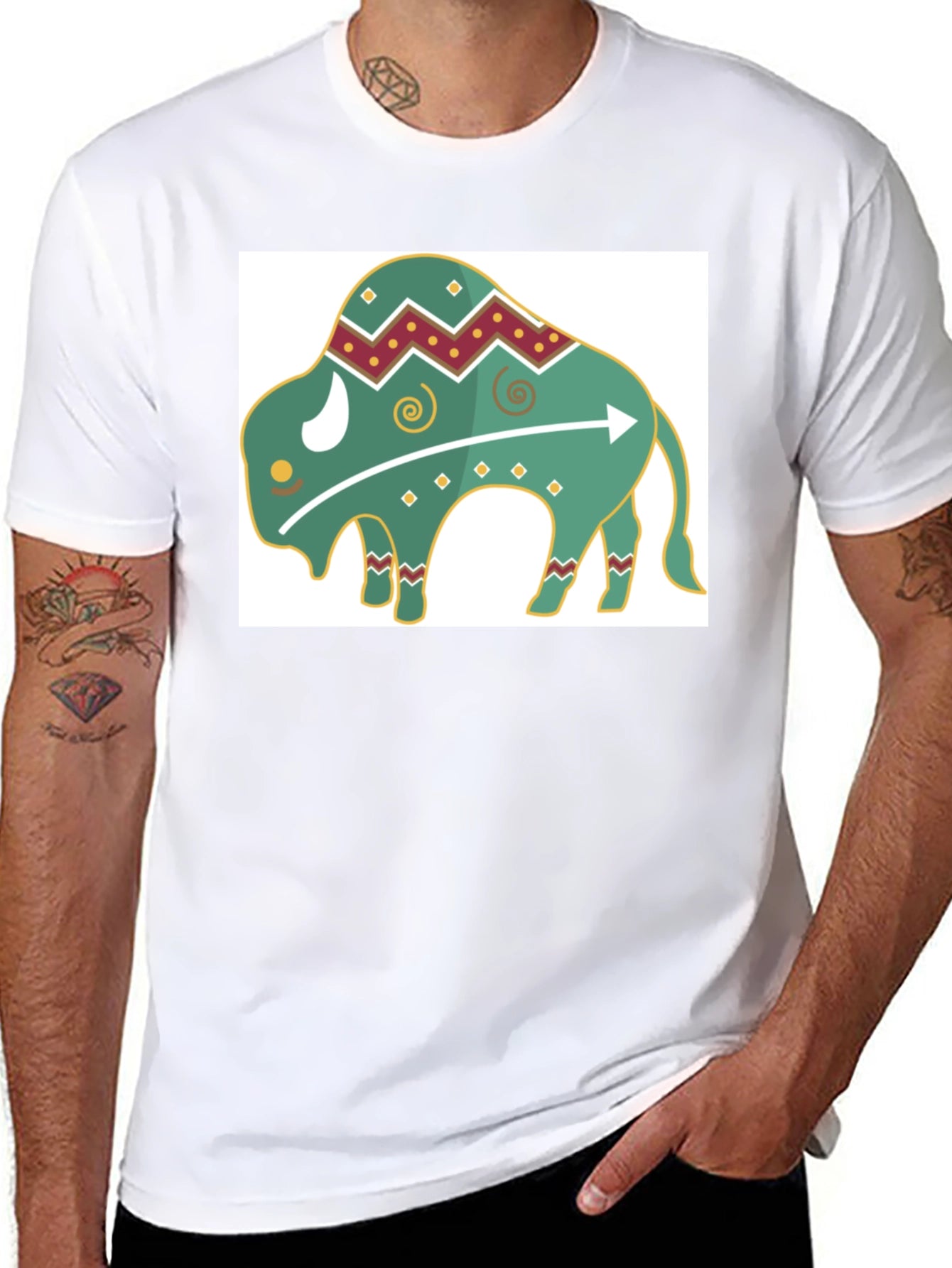 Trendy Buffalo Graphic Tee - Black Cotton Blend