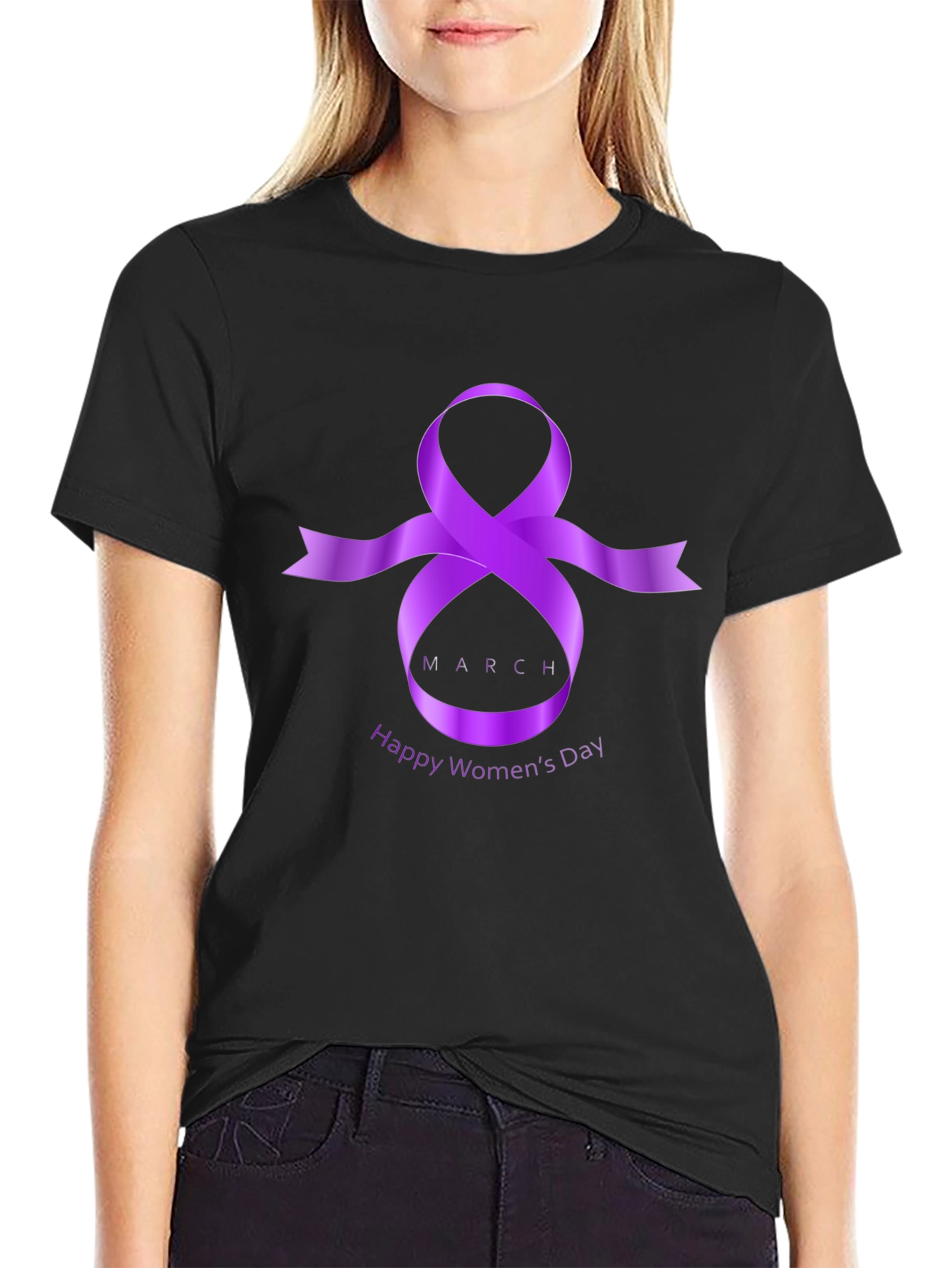 International Womens Day T-Shirt - Purple Ribbon