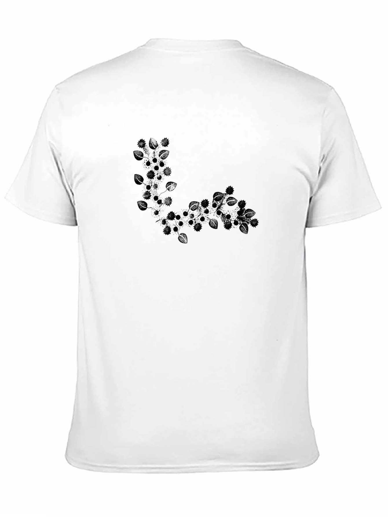 Black T-Shirt with Leafy Design
