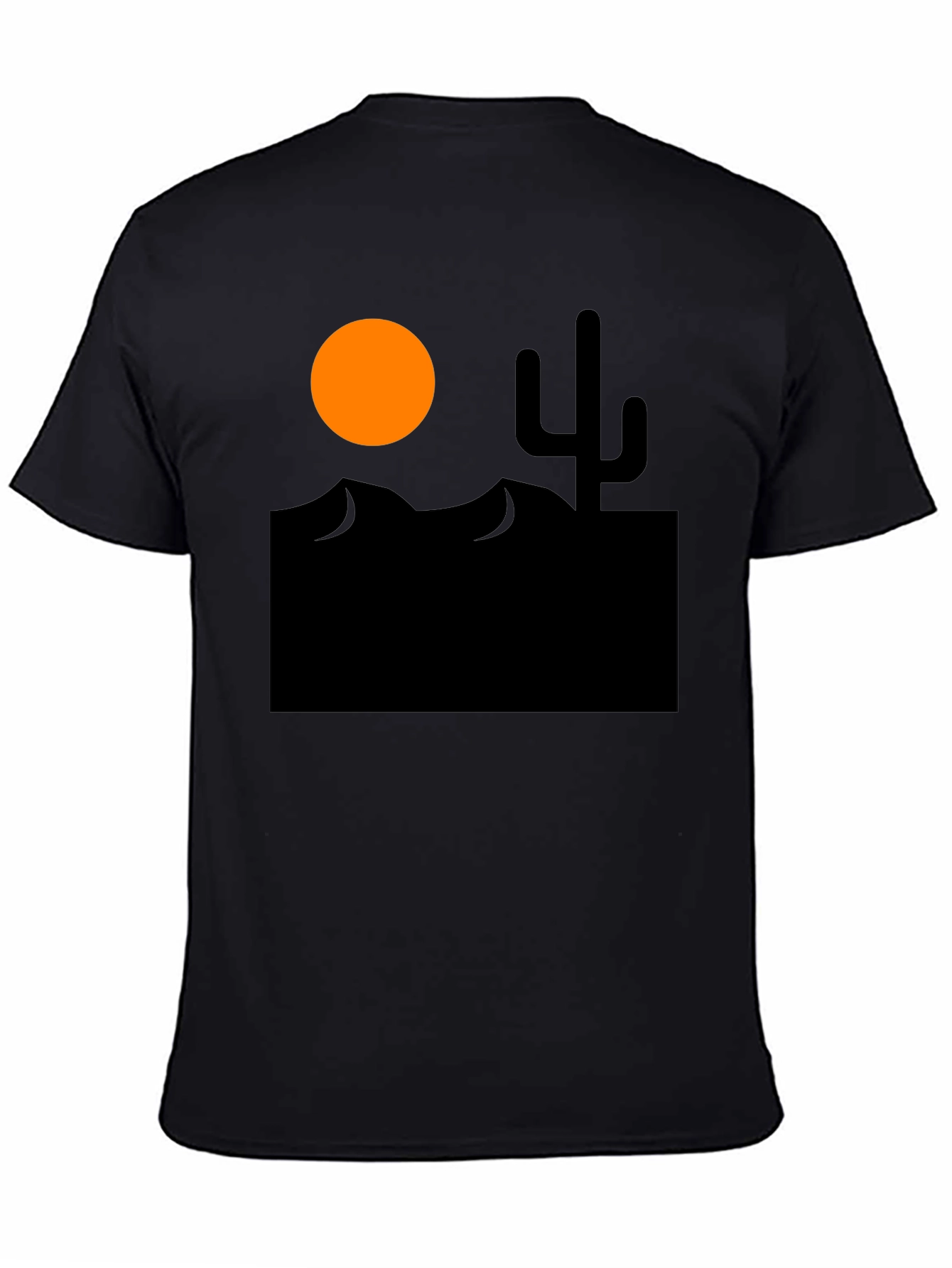 Desert Scene Graphic Tee - Black Cotton T-Shirt