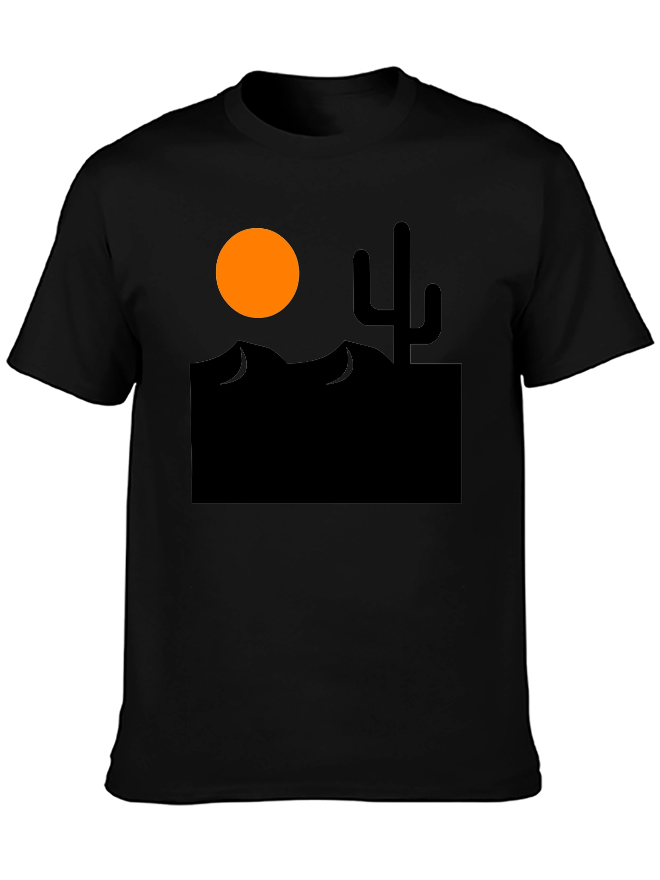 Desert Scene Graphic Tee - Black Cotton T-Shirt