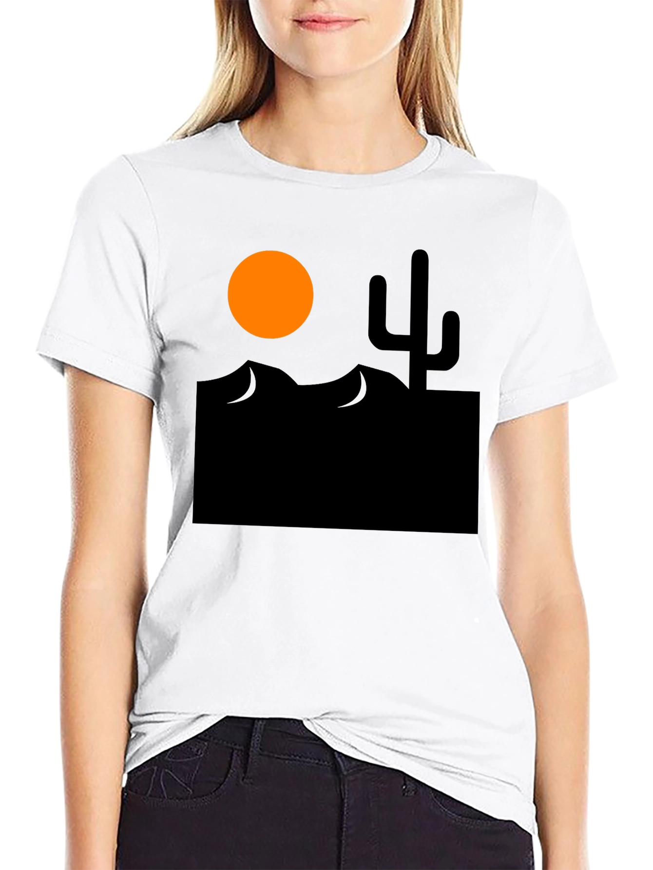 Desert Scene Graphic Tee - Black Cotton T-Shirt