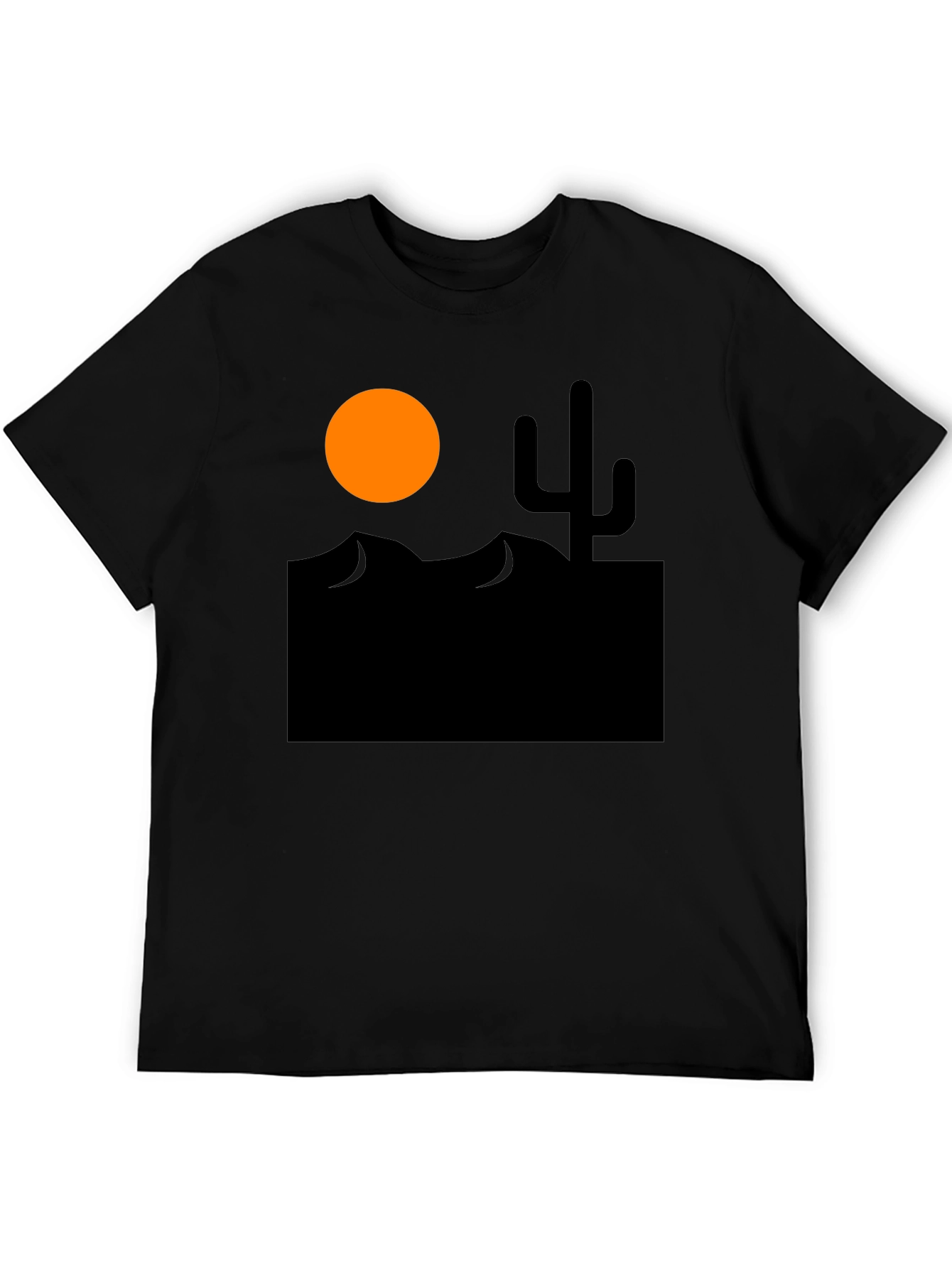Desert Scene Graphic Tee - Black Cotton T-Shirt