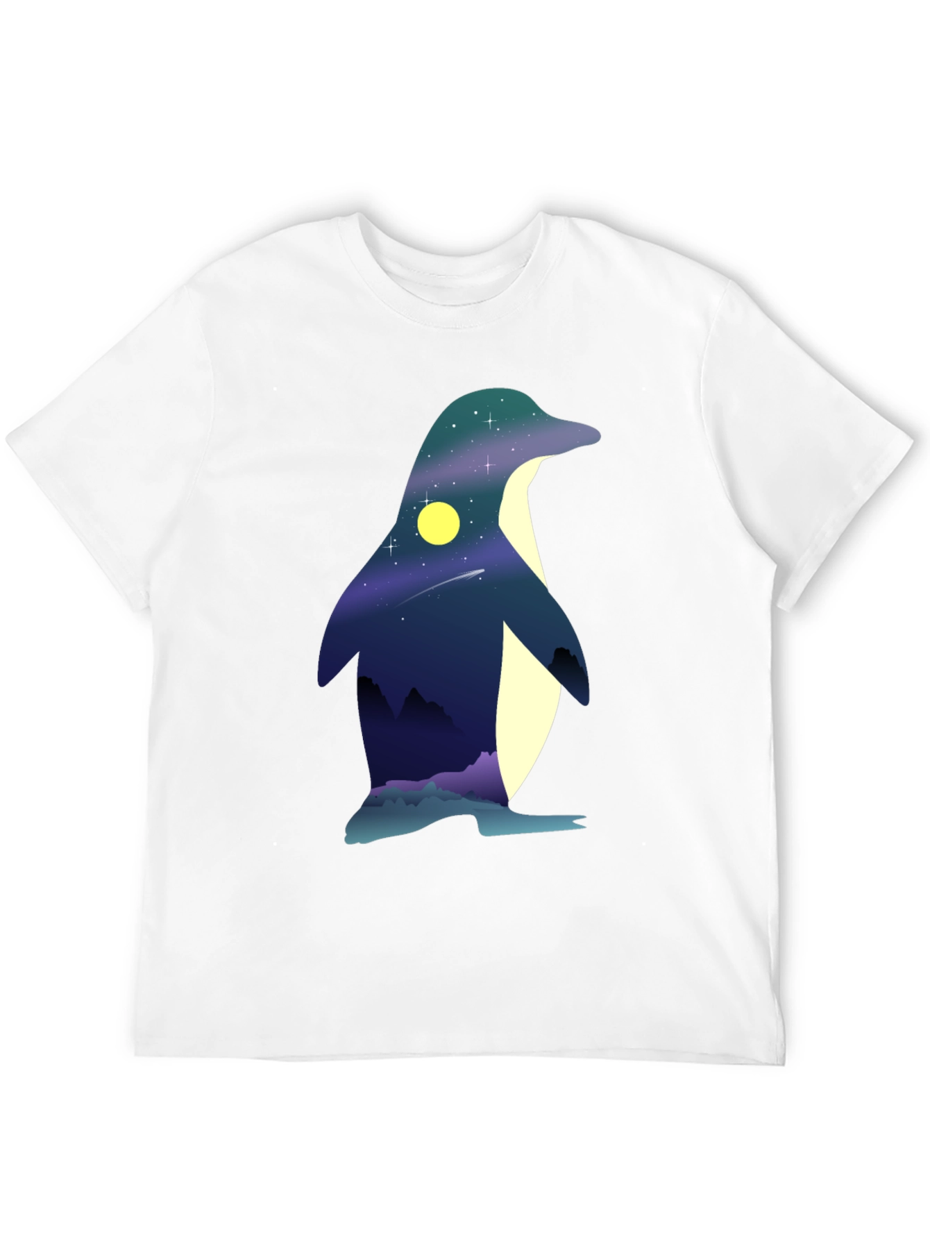 Night Sky Penguin Graphic Tee - Unique Mens T-Shirt