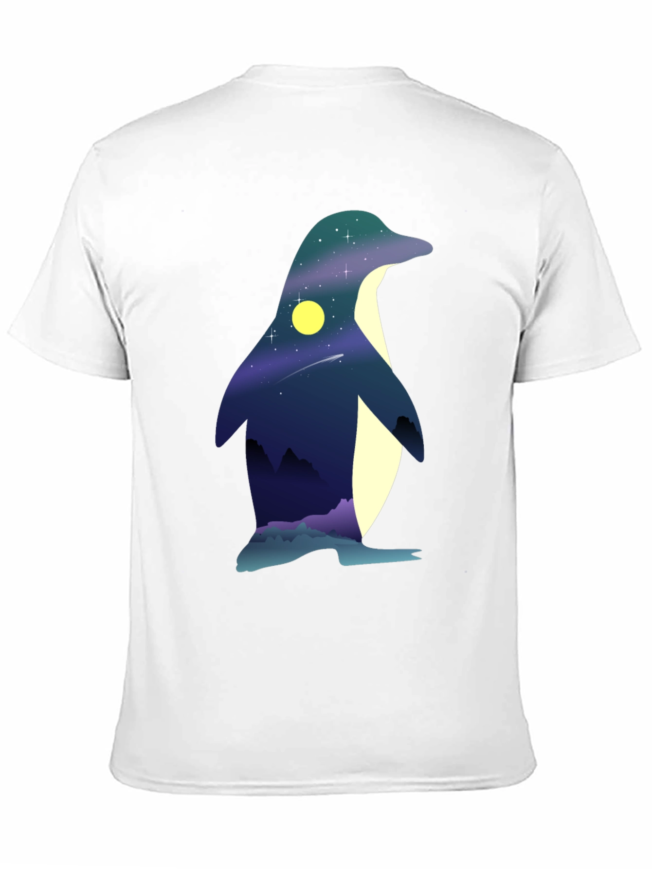 Night Sky Penguin Graphic Tee - Unique Mens T-Shirt