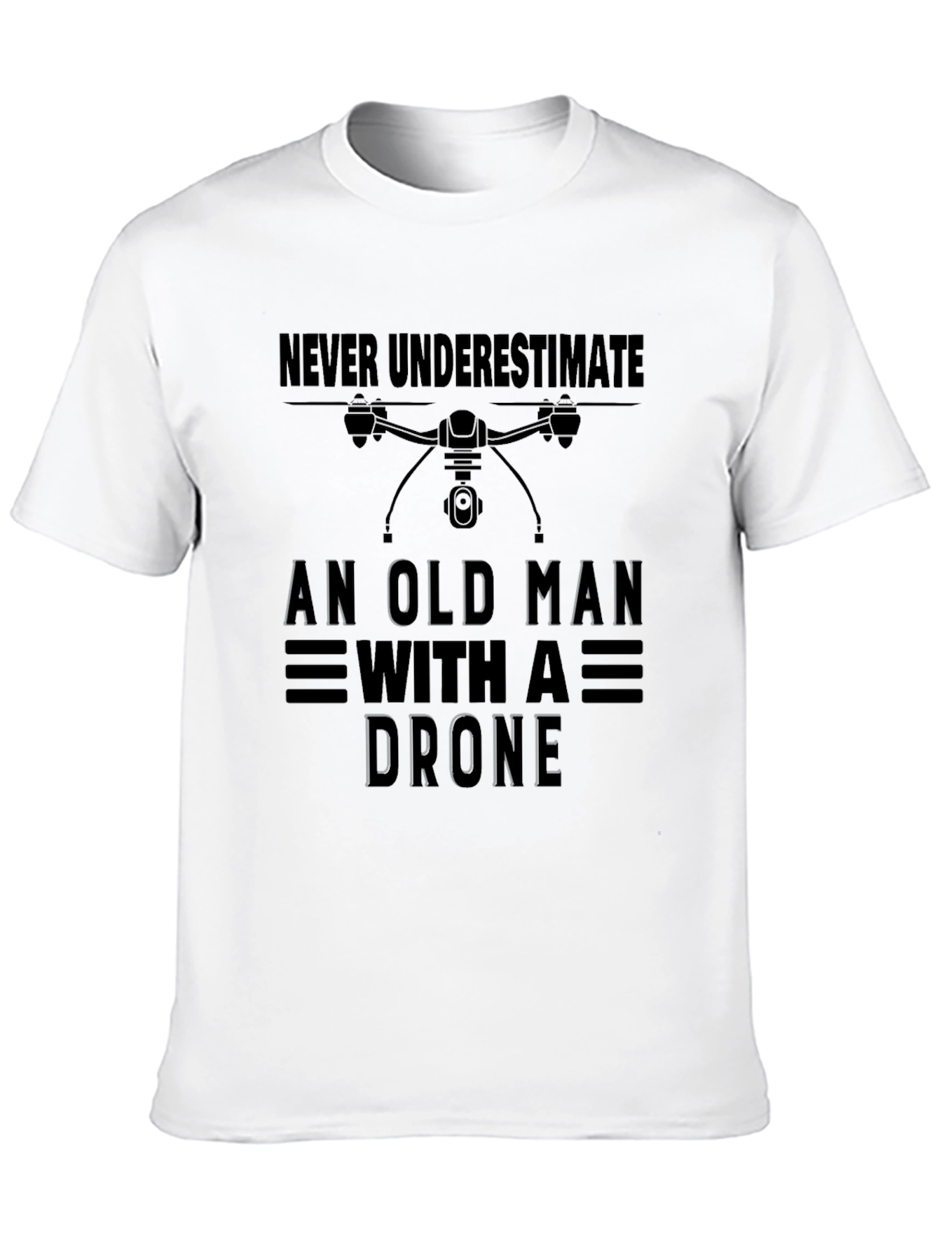 Old Man with Drone T-Shirt