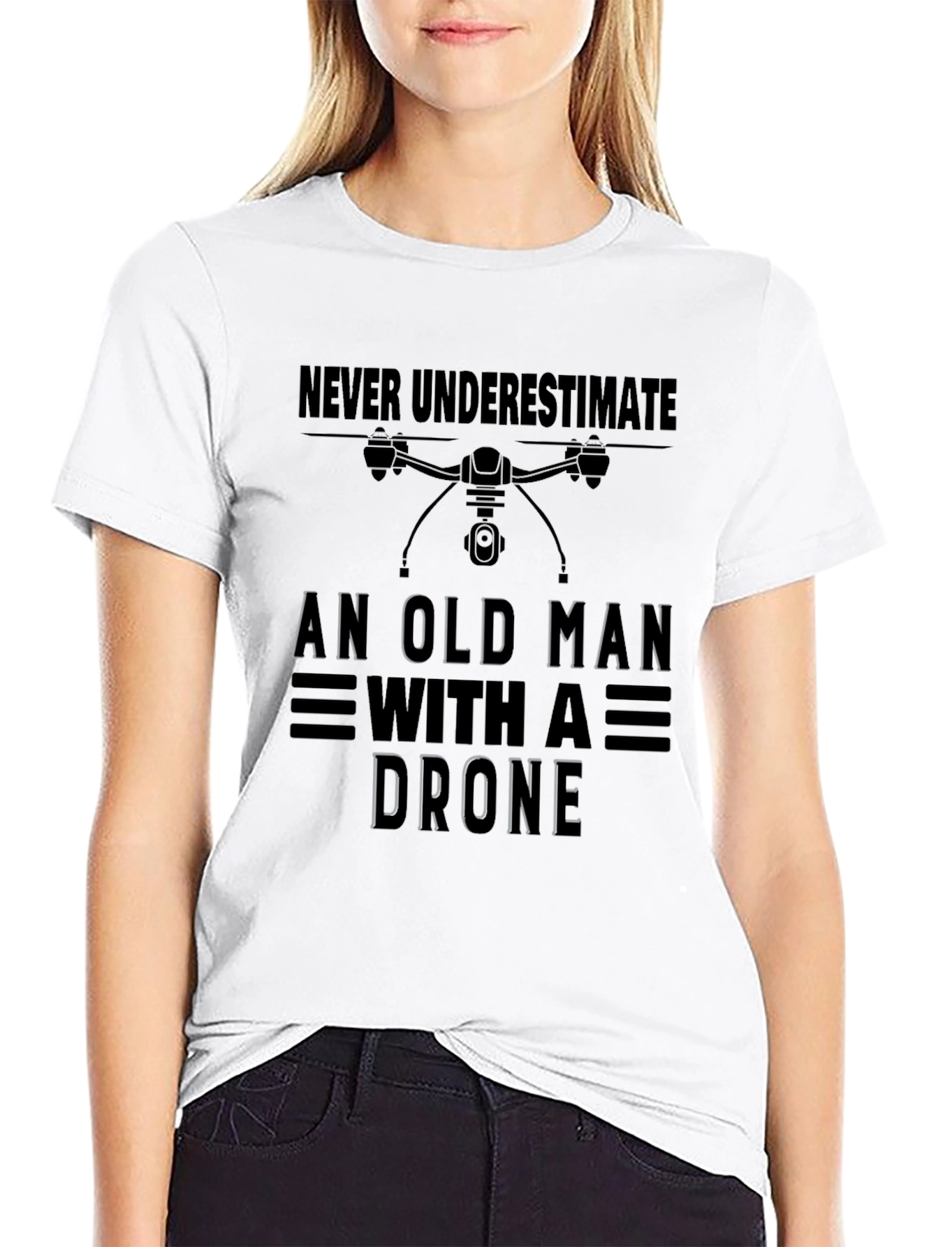 Old Man with Drone T-Shirt