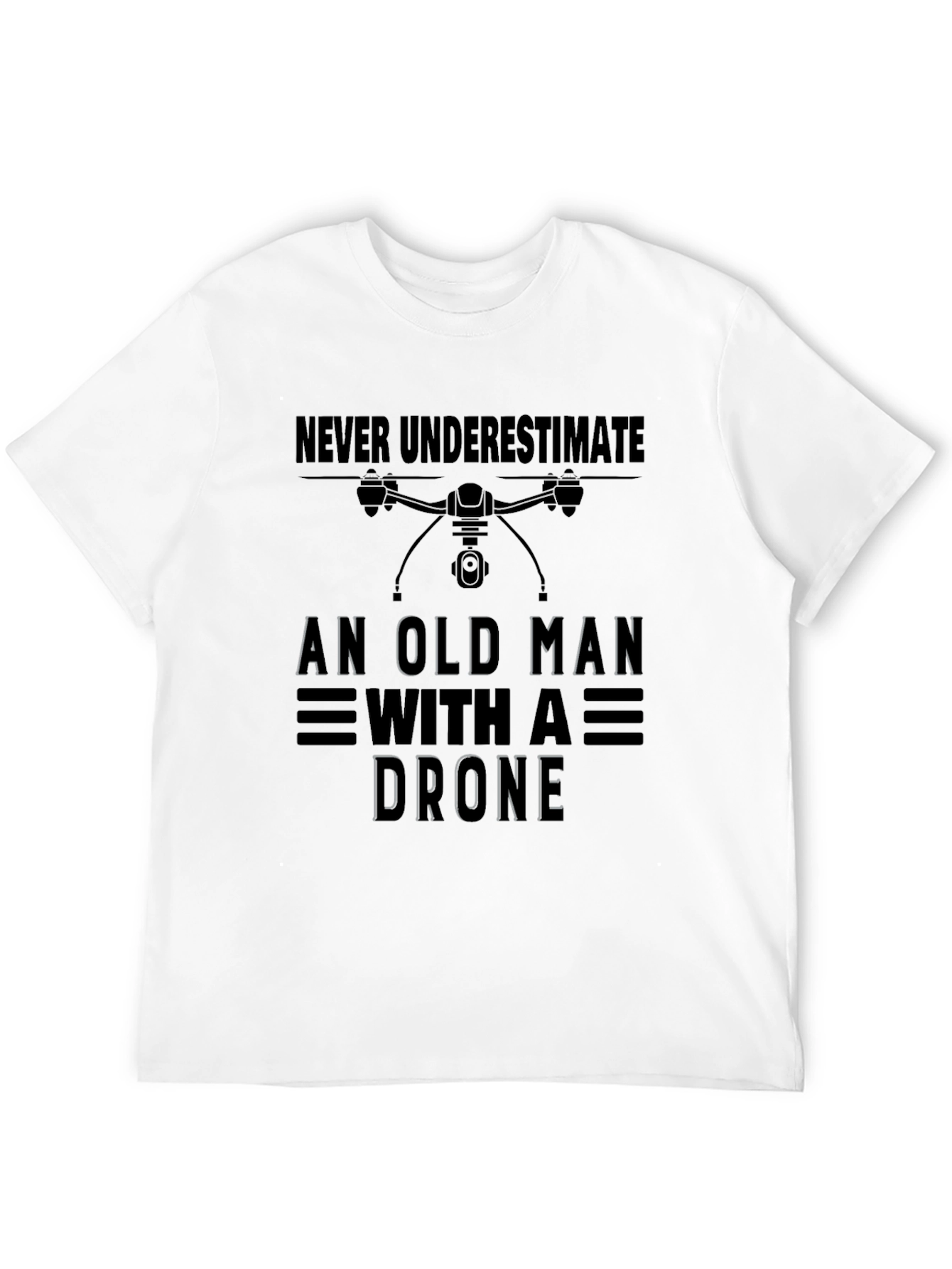 Old Man with Drone T-Shirt