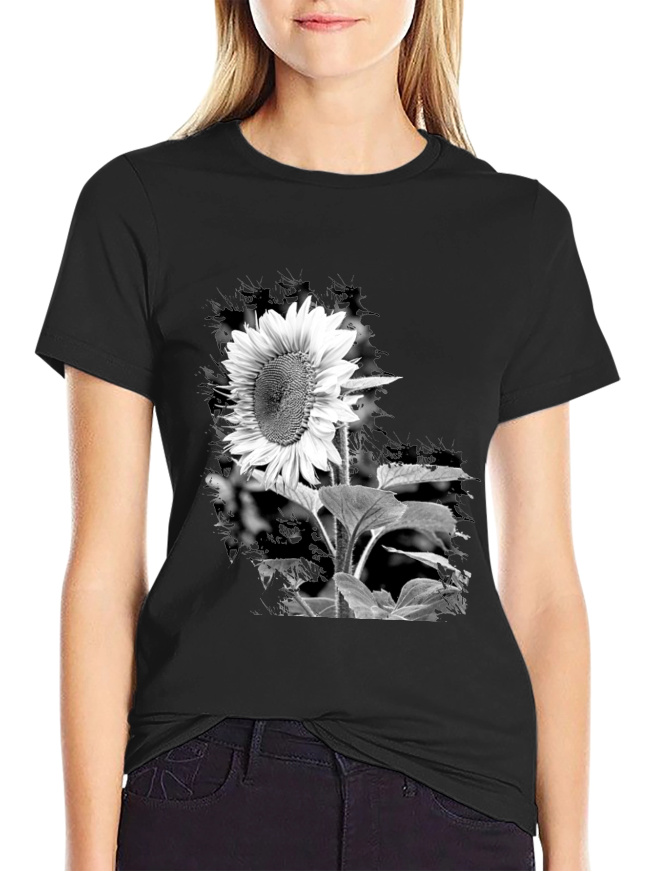 Black Sunflower Graphic Tee