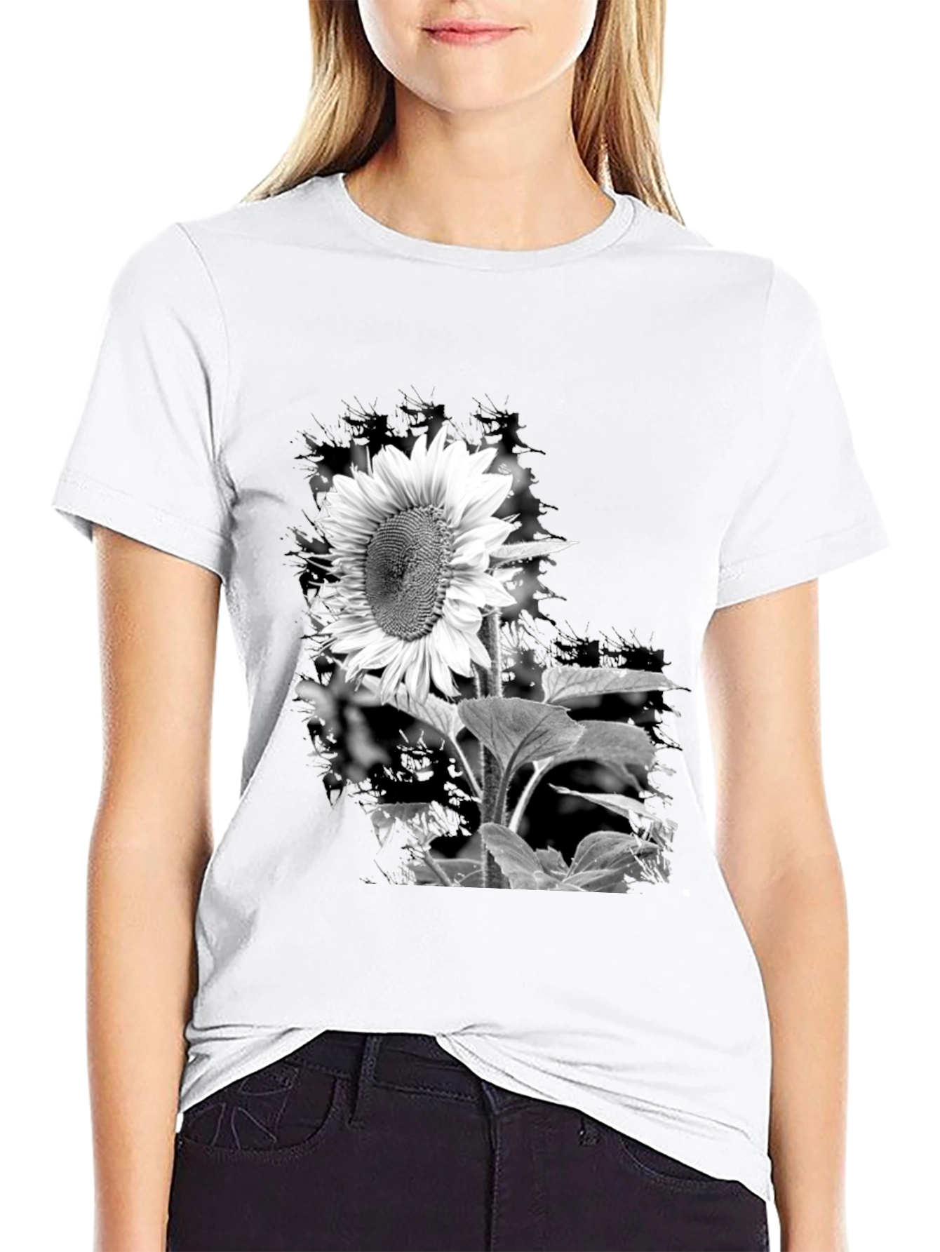 Black Sunflower Graphic Tee
