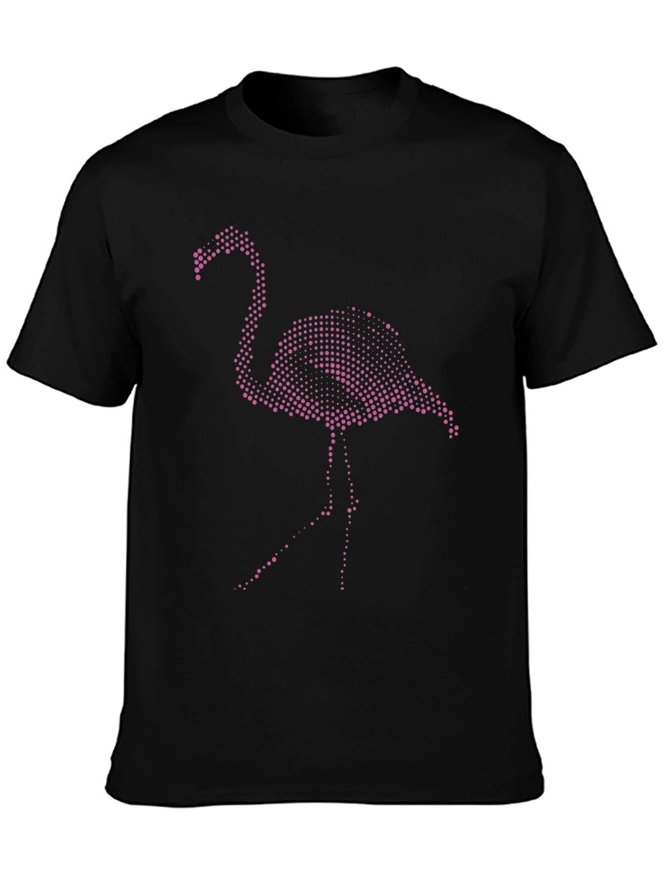 Mens Black T-Shirt with Pink Flamingo Graphic