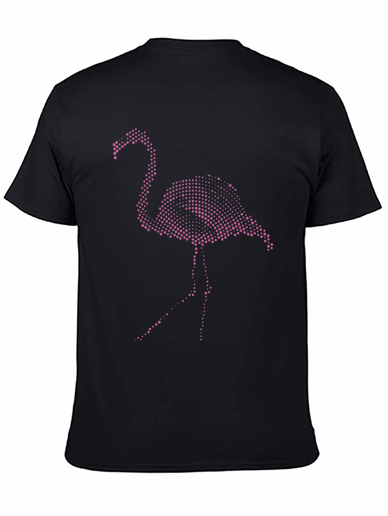 Mens Black T-Shirt with Pink Flamingo Graphic