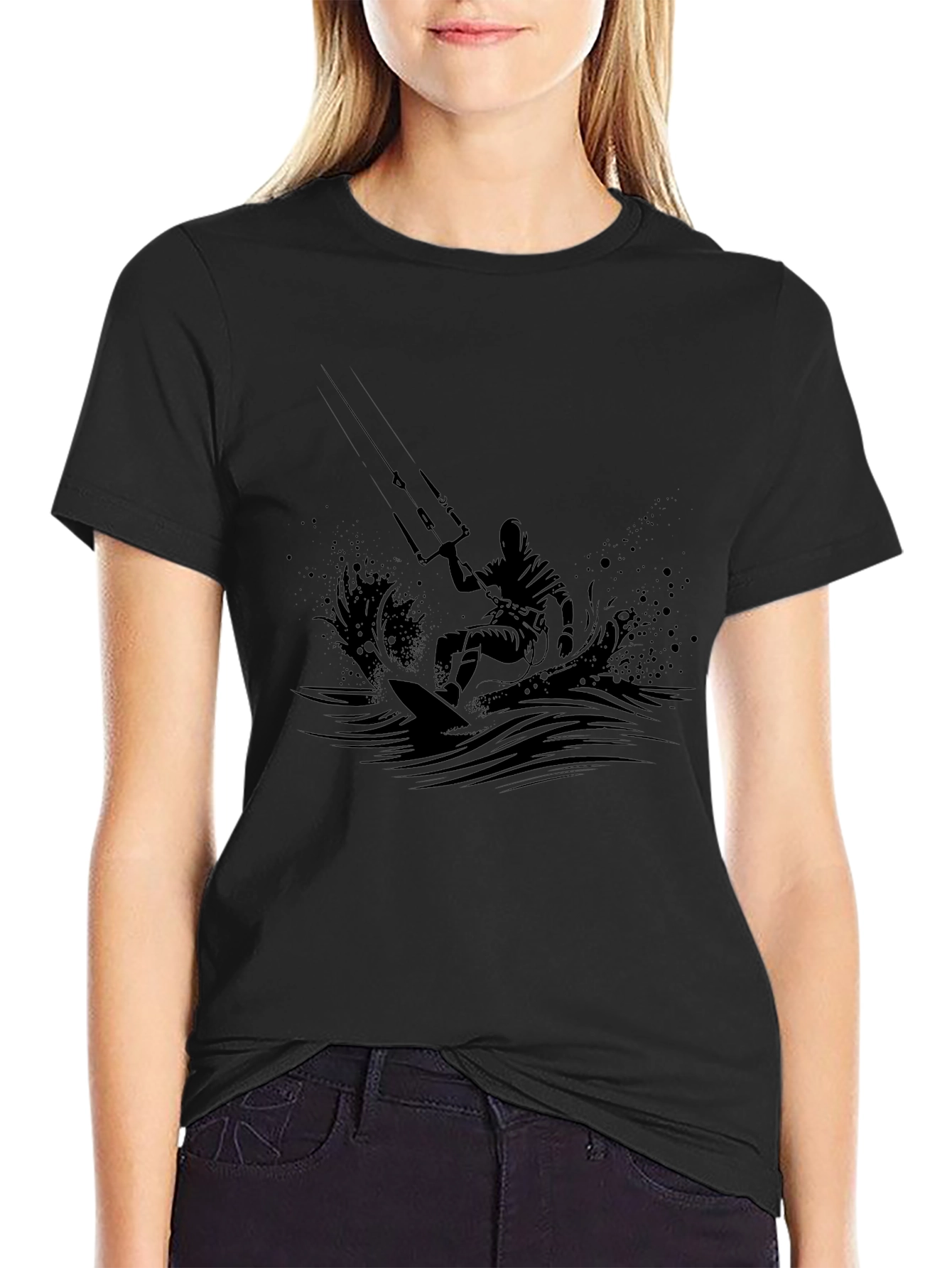 Kitesurfing Silhouette T-Shirt - Black