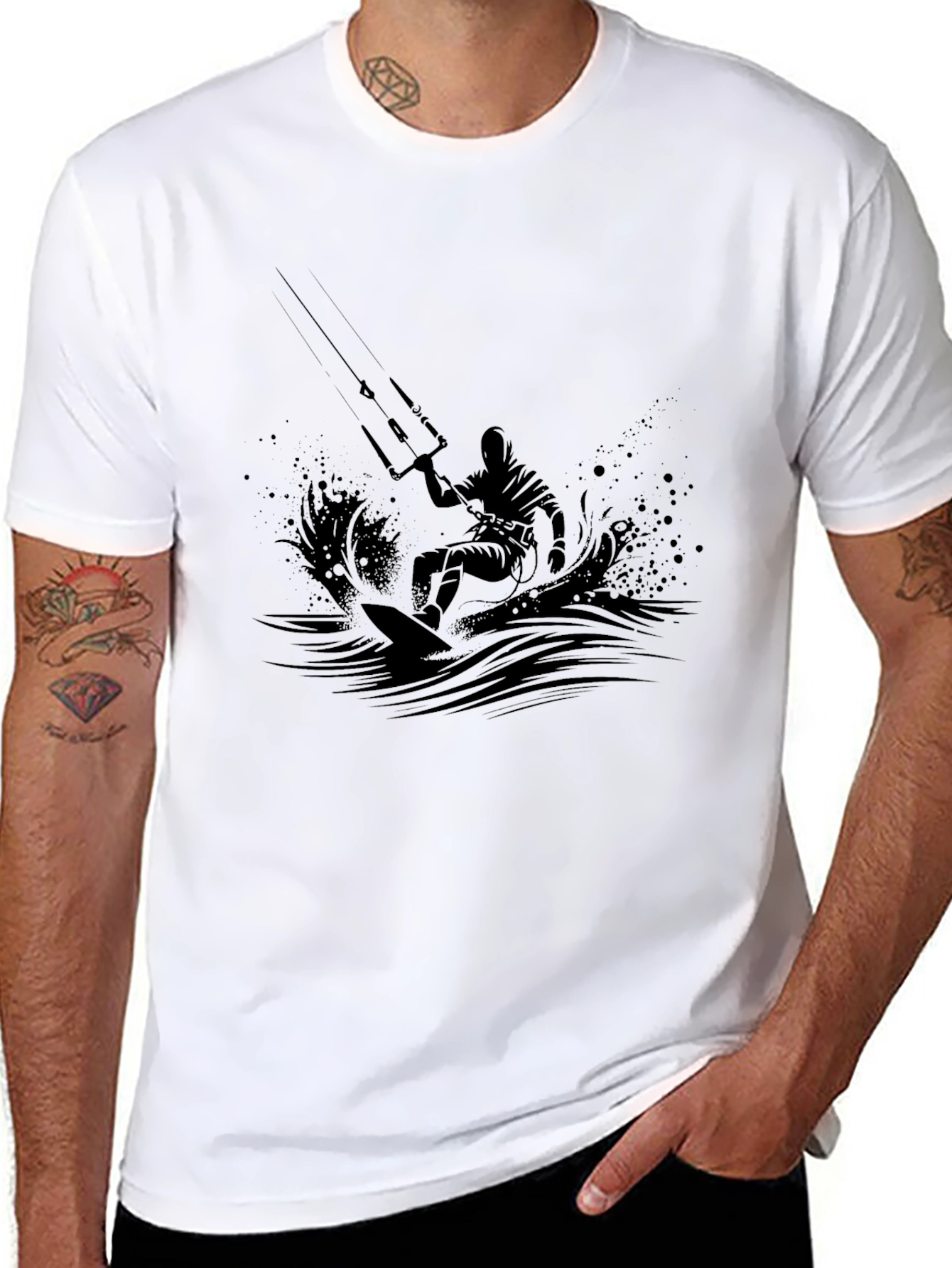 Kitesurfing Silhouette T-Shirt - Black