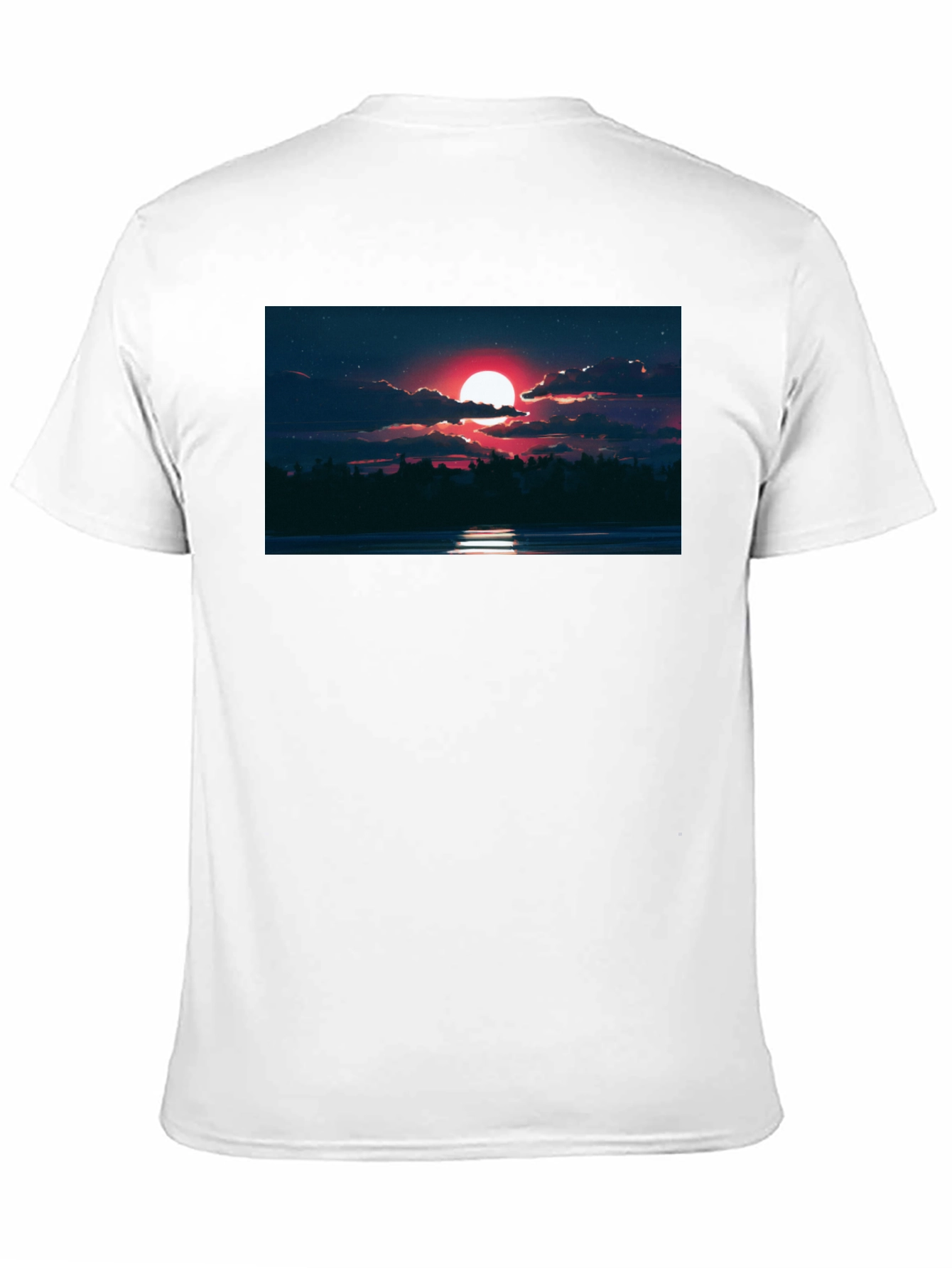 Red Moon Graphic Tee - Night Sky Scene