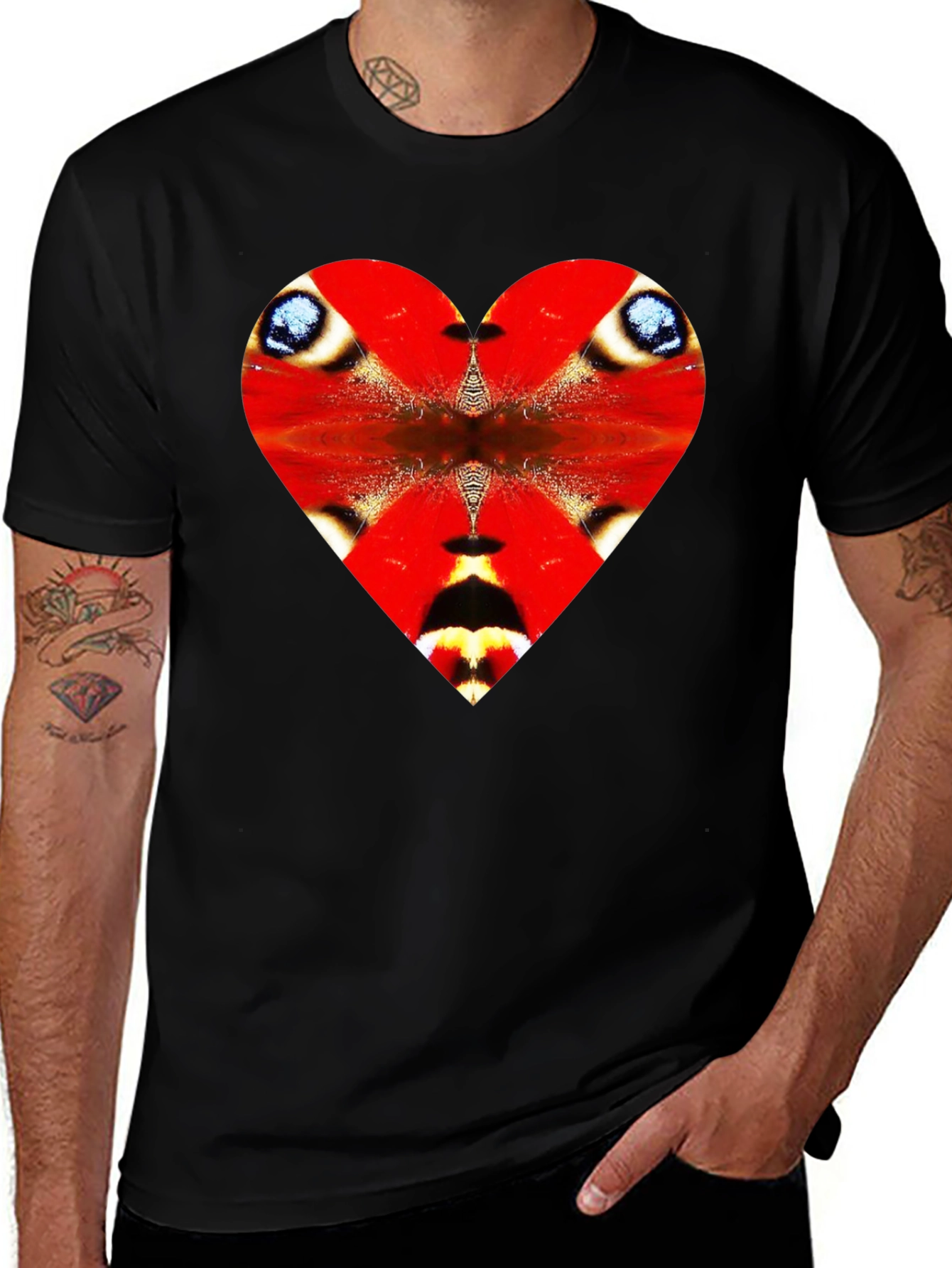 Butterfly Heart Graphic Black Tee