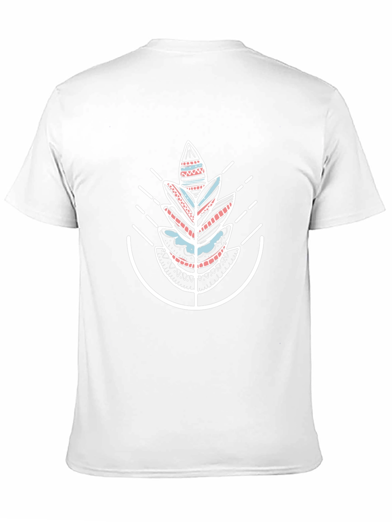 Geometric Tribal Leaf Graphic Black T-Shirt
